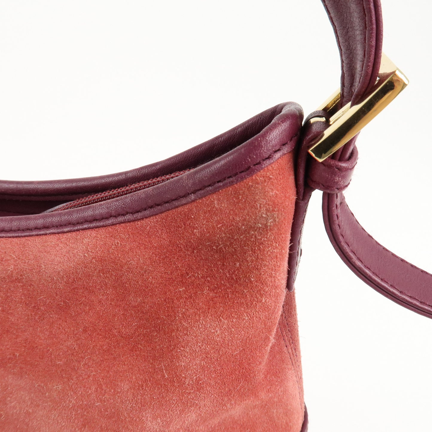 LOEWE Anagram Suede Leather Shoulder Bag Red Purple