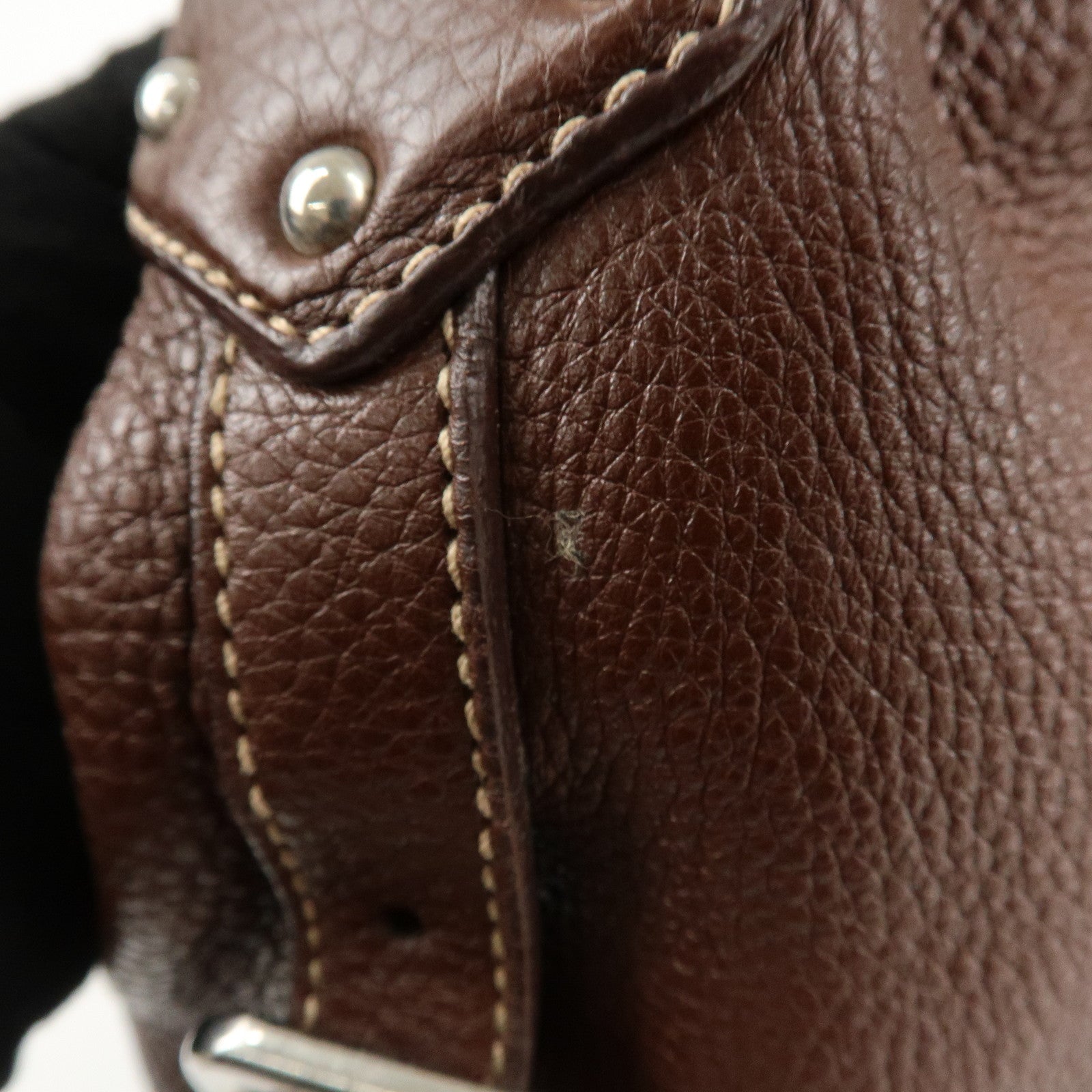 PRADA Leather Shoulder Bag Brown BR3408