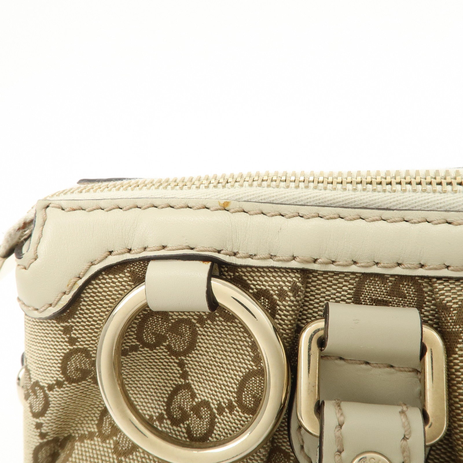 GUCCI Sukey GG Canvas Leather 2Way Bag Hand Bag Beige Ivory