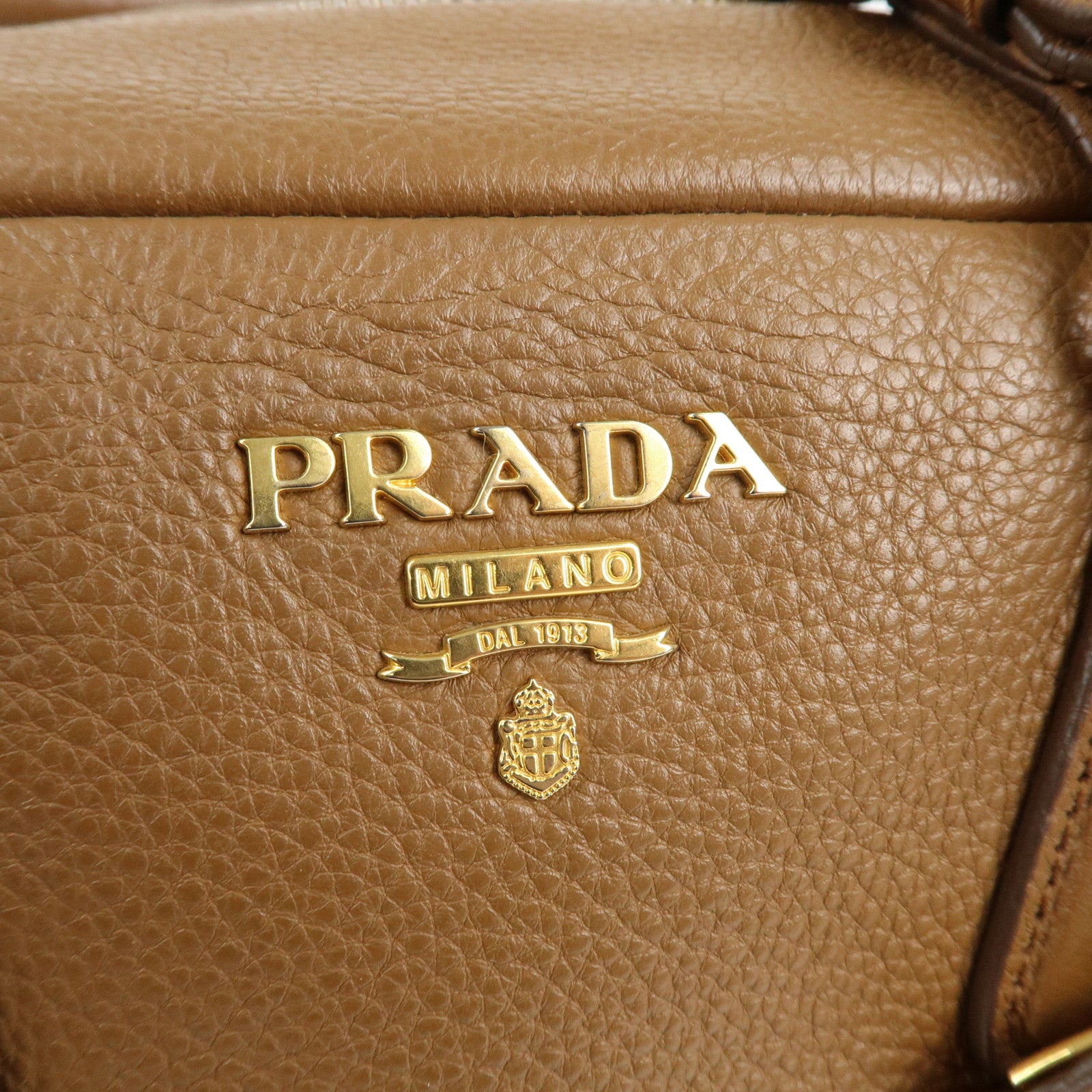 PRADA Leather 2Way Bag Hand Bag Shoulder Bag Brown 1BB091