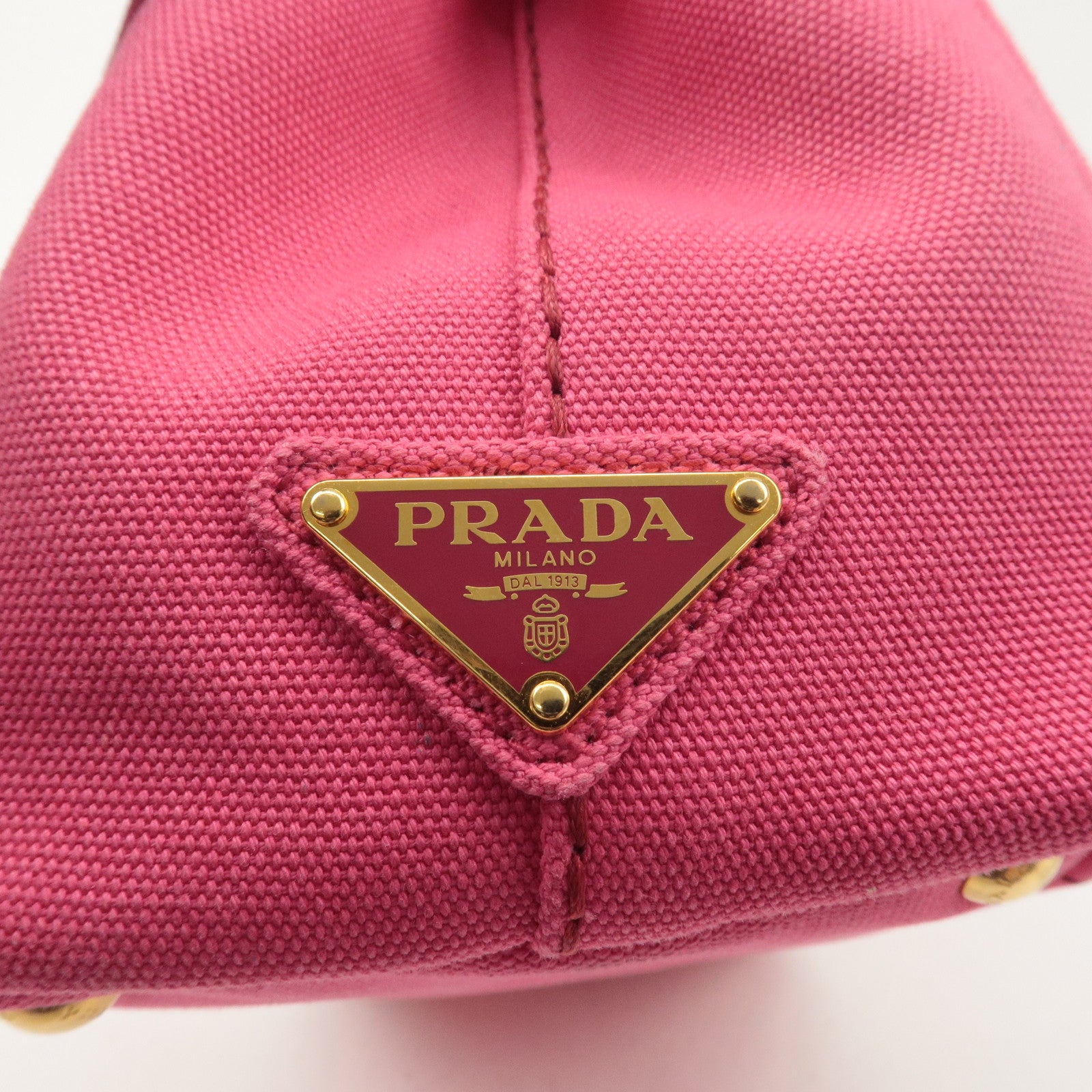 PRADA Logo Canapa Mini Canvas 2Way Shoulder Bag Pink