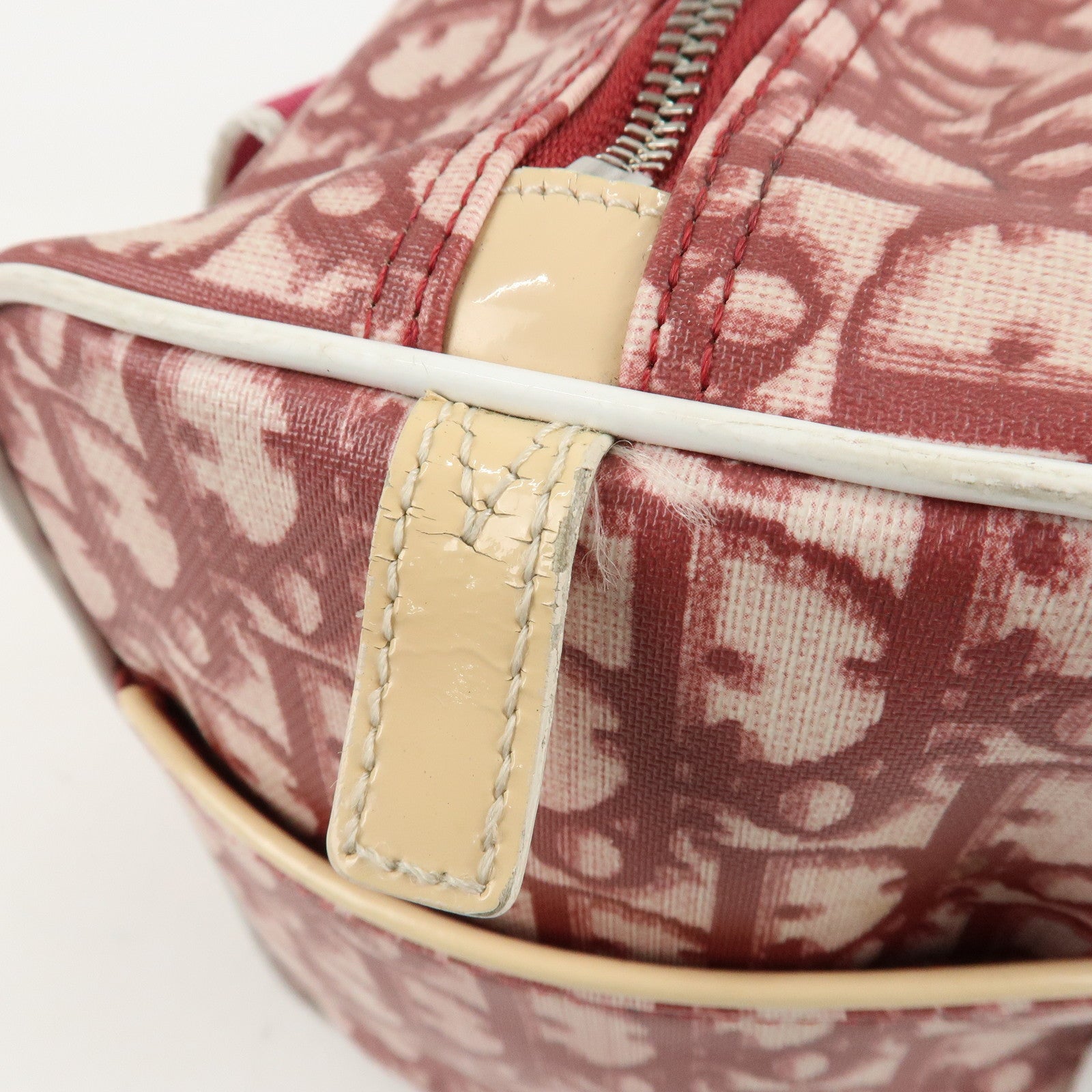Christian Dior Trotter No.2 PVC Patent Leather Boston Bag Red Used