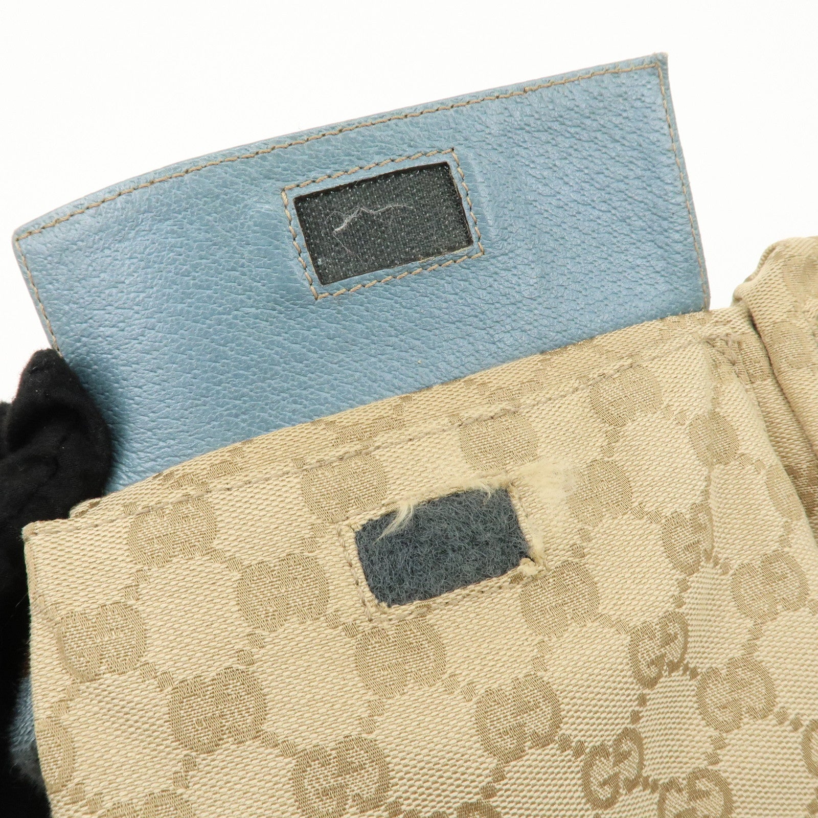 GUCCI GG Canvas Leather Waist Bag Crossbody Bag Beige Blue 28566