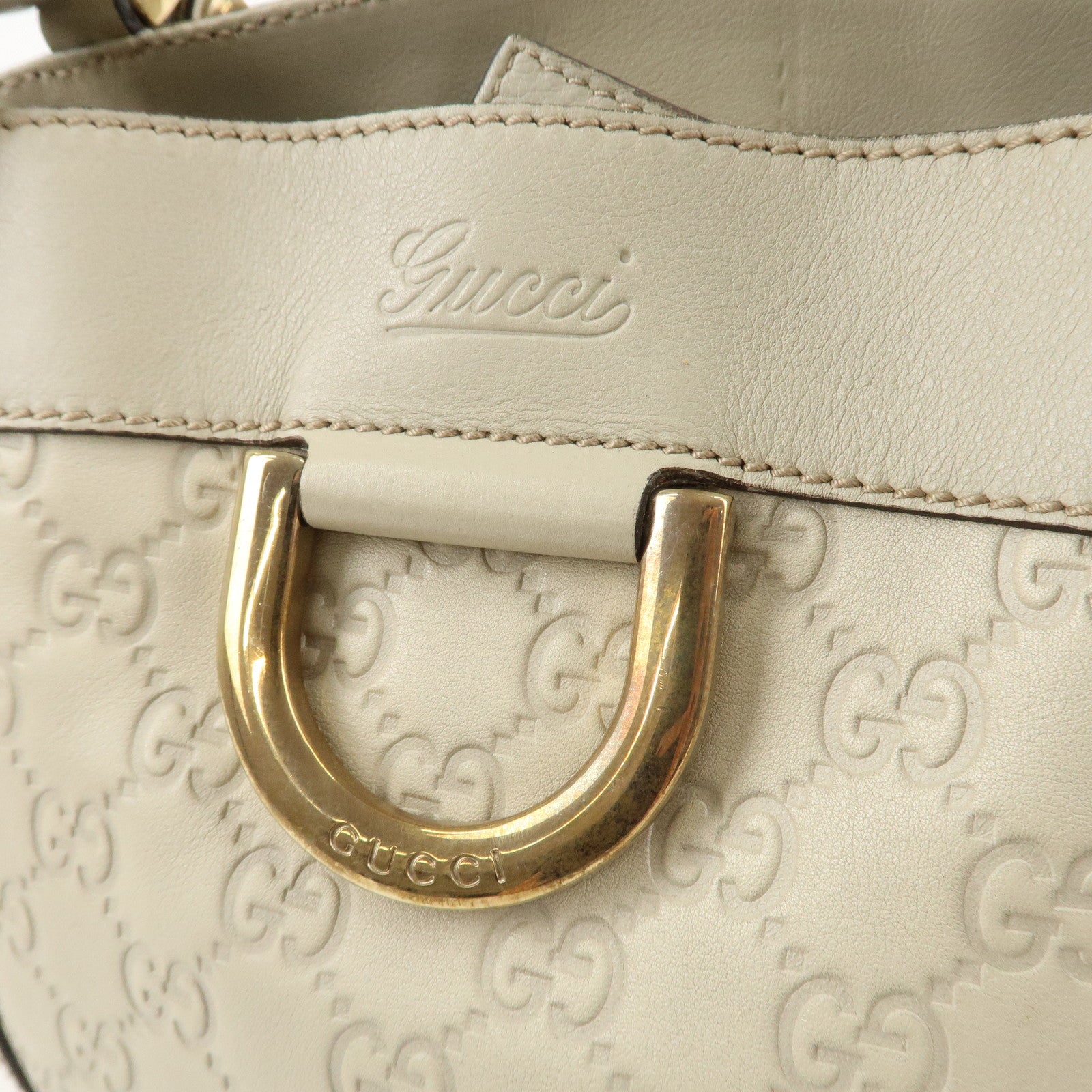 GUCCI Abbey GG Canvas Leather Shoulder Bag Ivory 211983