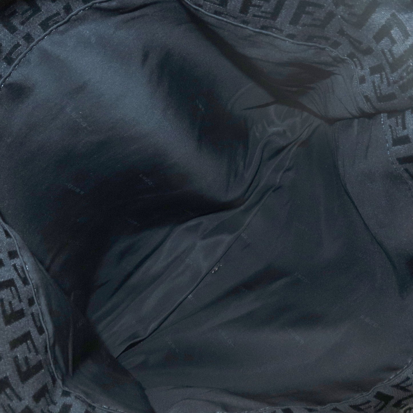FENDI Zucchino Canvas Leather Hand Bag Tote Bag Black 8BH133