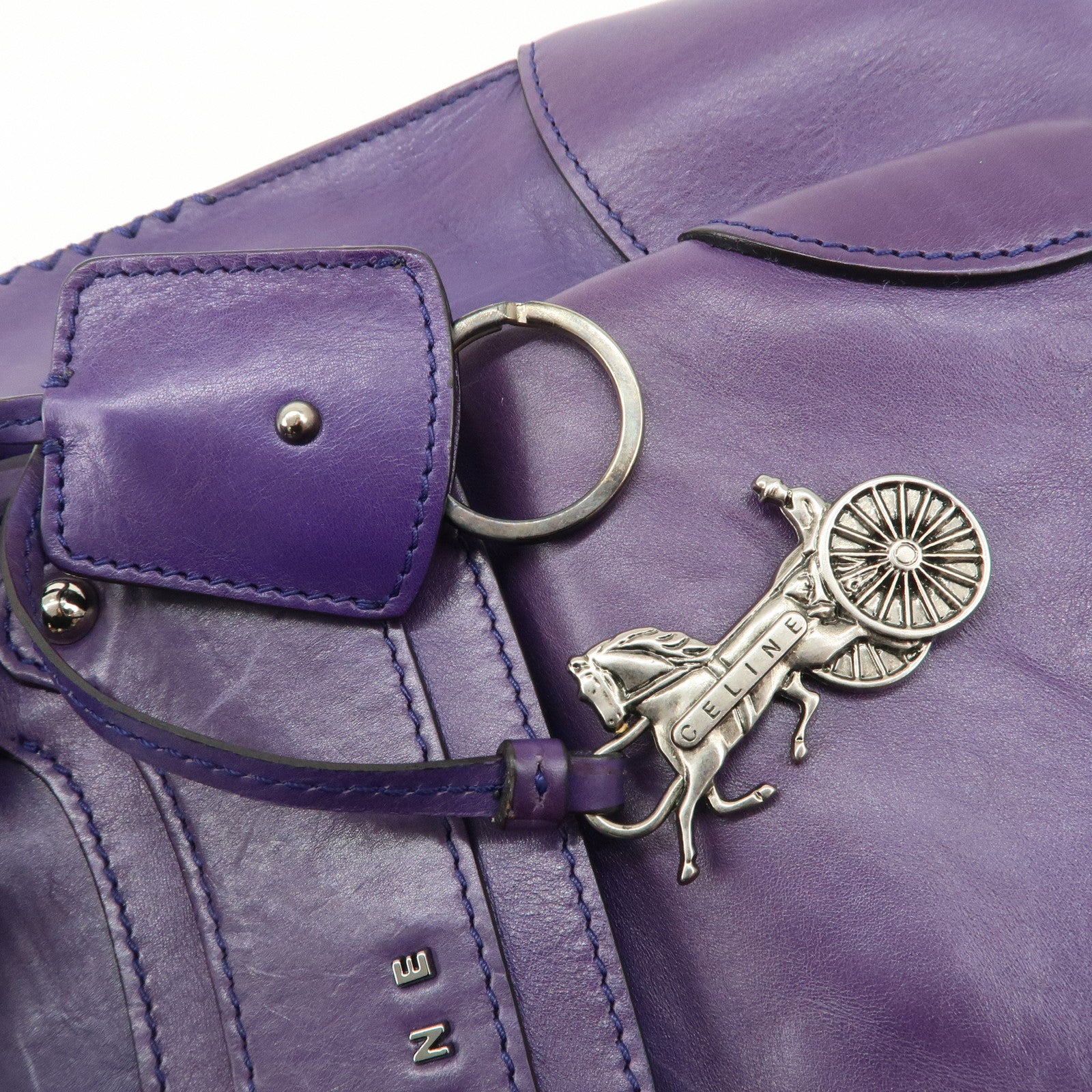 CELINE Leather Boogie Bag Hand Bag Purple Used