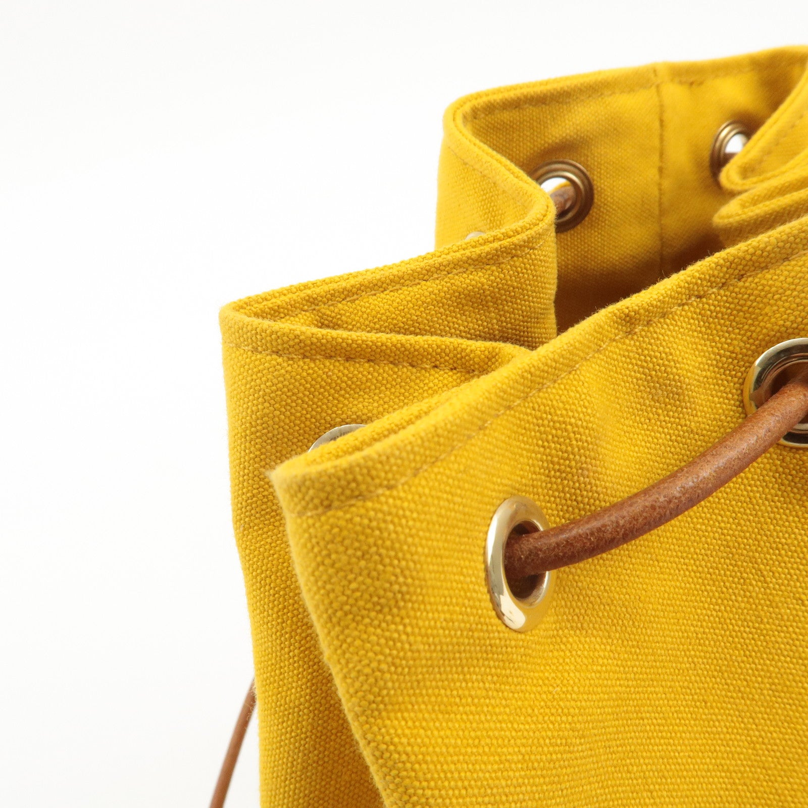 HERMES Canvas Leather Porochon Mimil PM Shoulder Bag Yellow