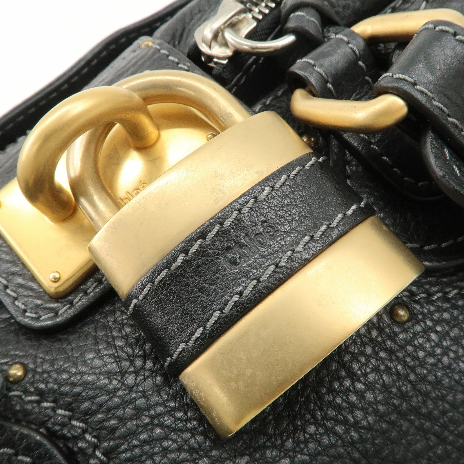 Chloe Paddington Leather Mini Hand Bag Black Used