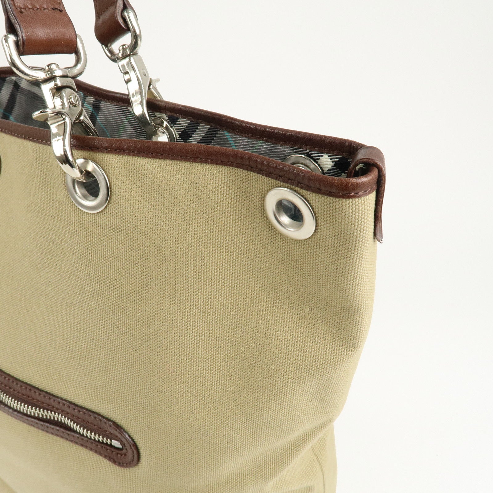 BURBERRY Blue Label Canvas Leather Equestrian Knight Shoulder Bag Used
