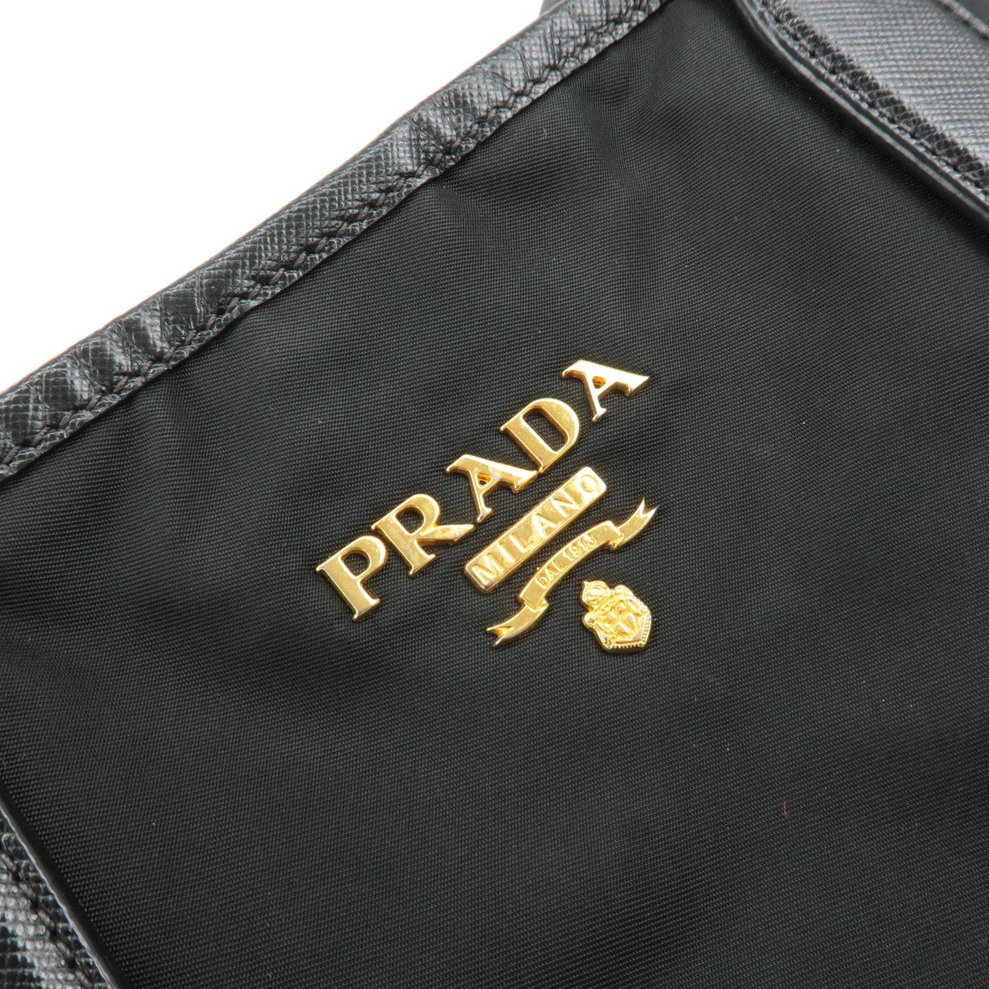 PRADA Nylon Leather Tote Bag Shoulder Bag Black