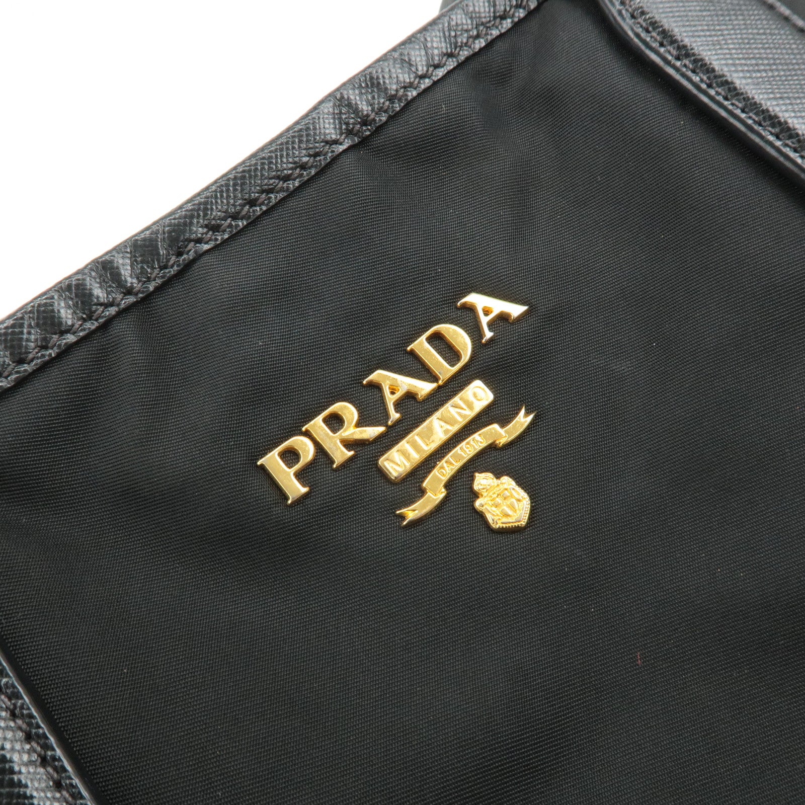 PRADA Nylon Leather Tote Bag Shoulder Bag Black Used