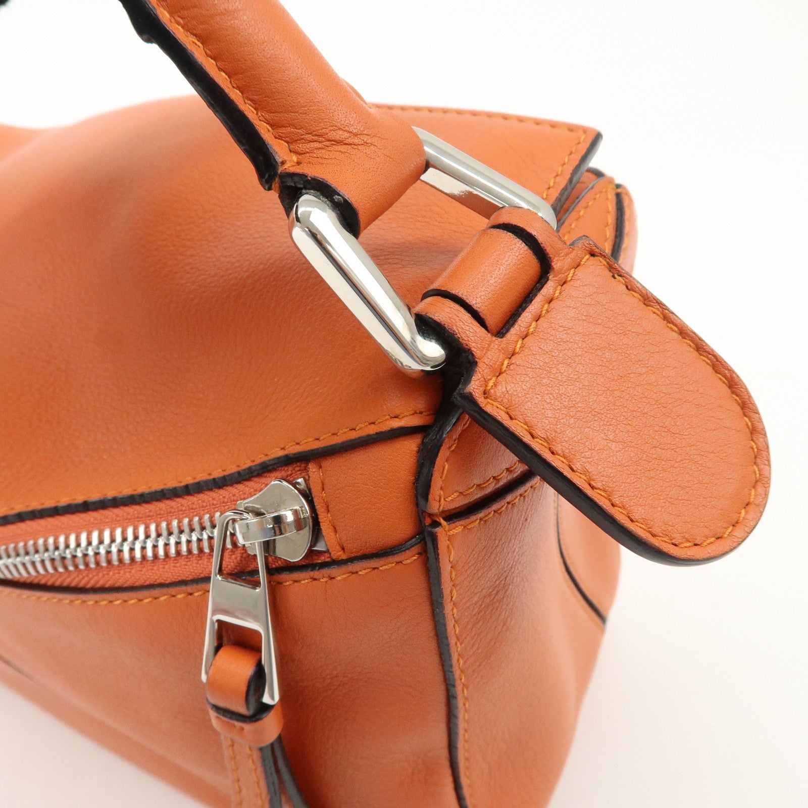 LOEWE Leather Puzzle Bag Small Hand Bag Orange Used