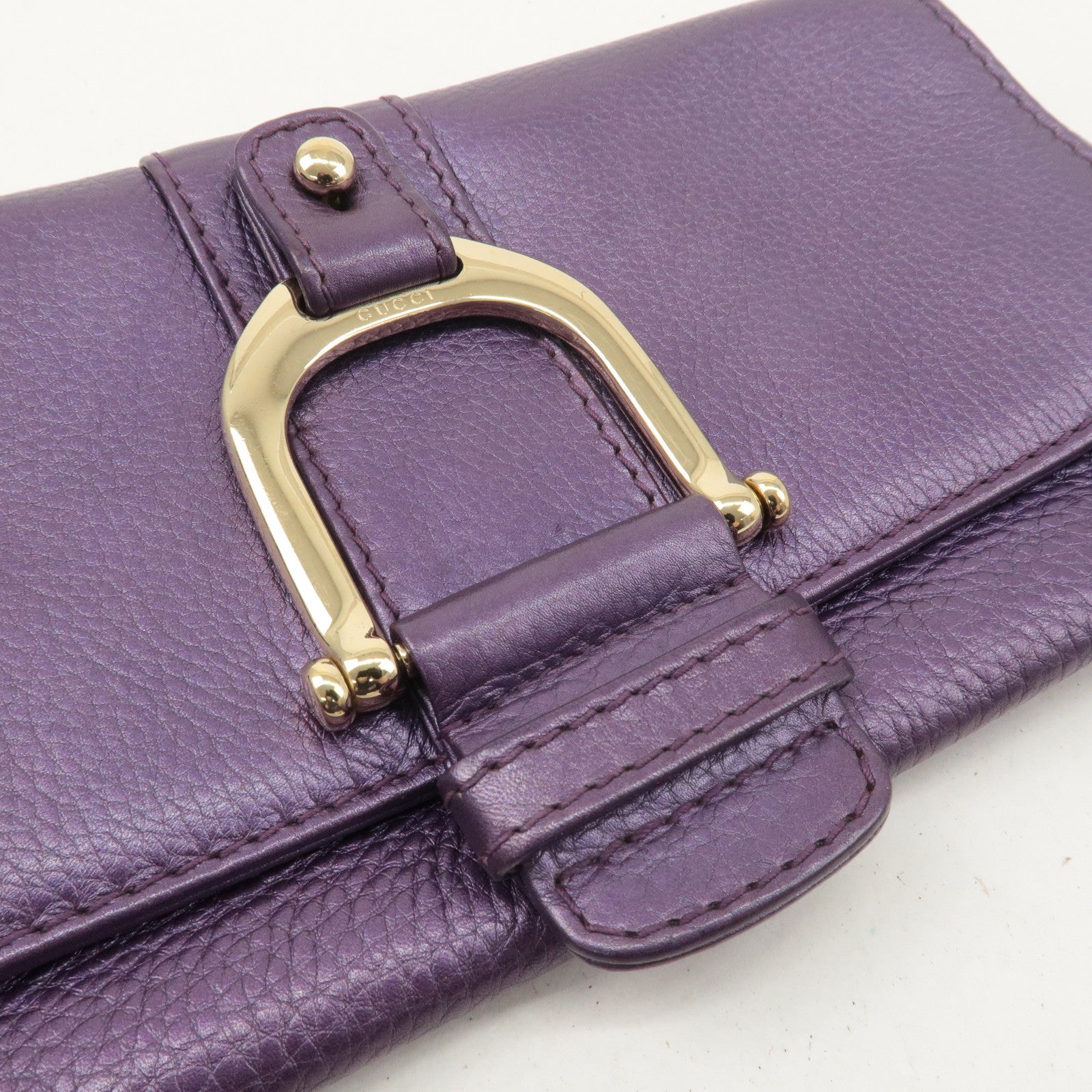 GUCCI Leather Chain Shoulder Bag Clutch Bag Purple 268748