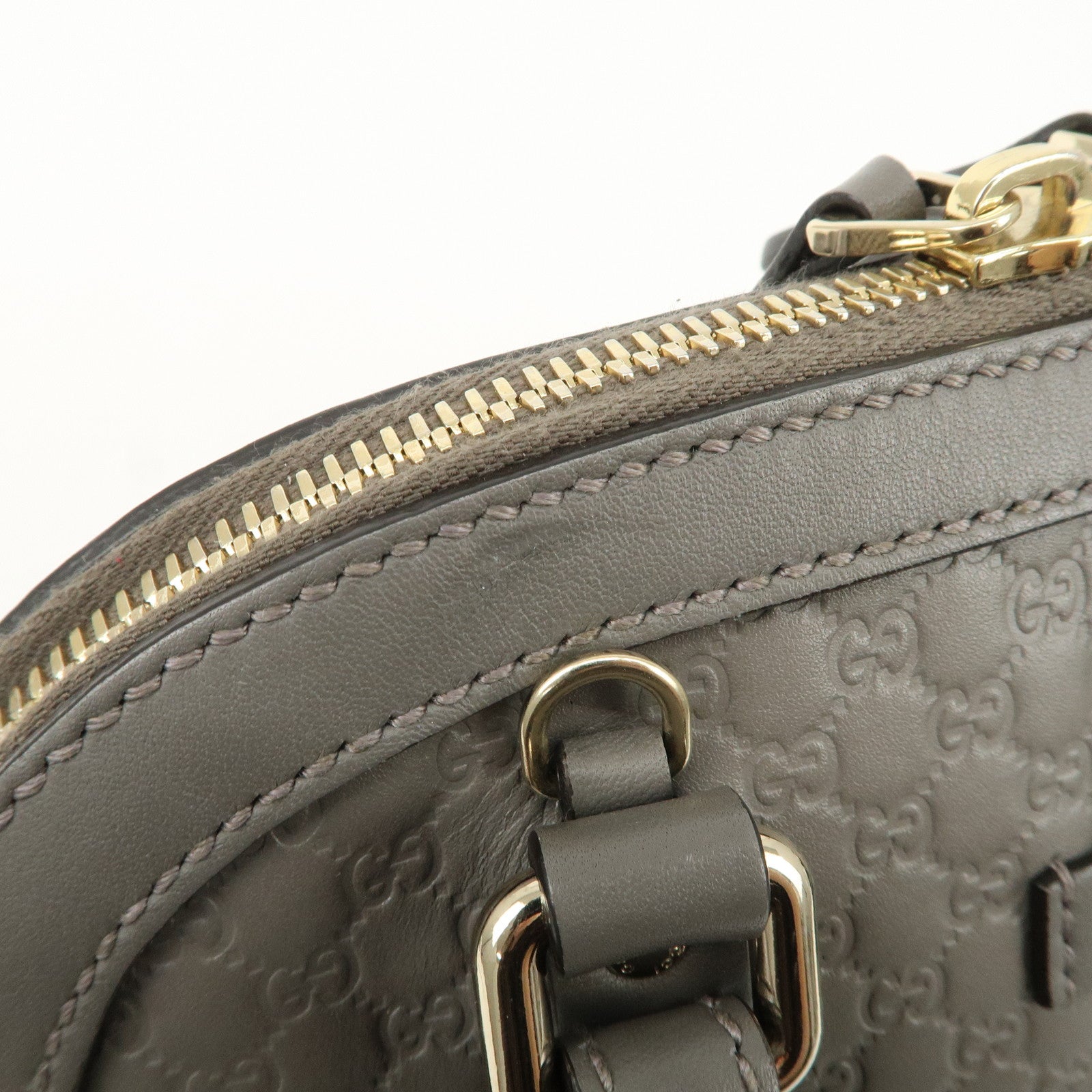 GUCCI Micro Guccissima Leather 2WAY Bag Hand Bag Gray 449654 Used