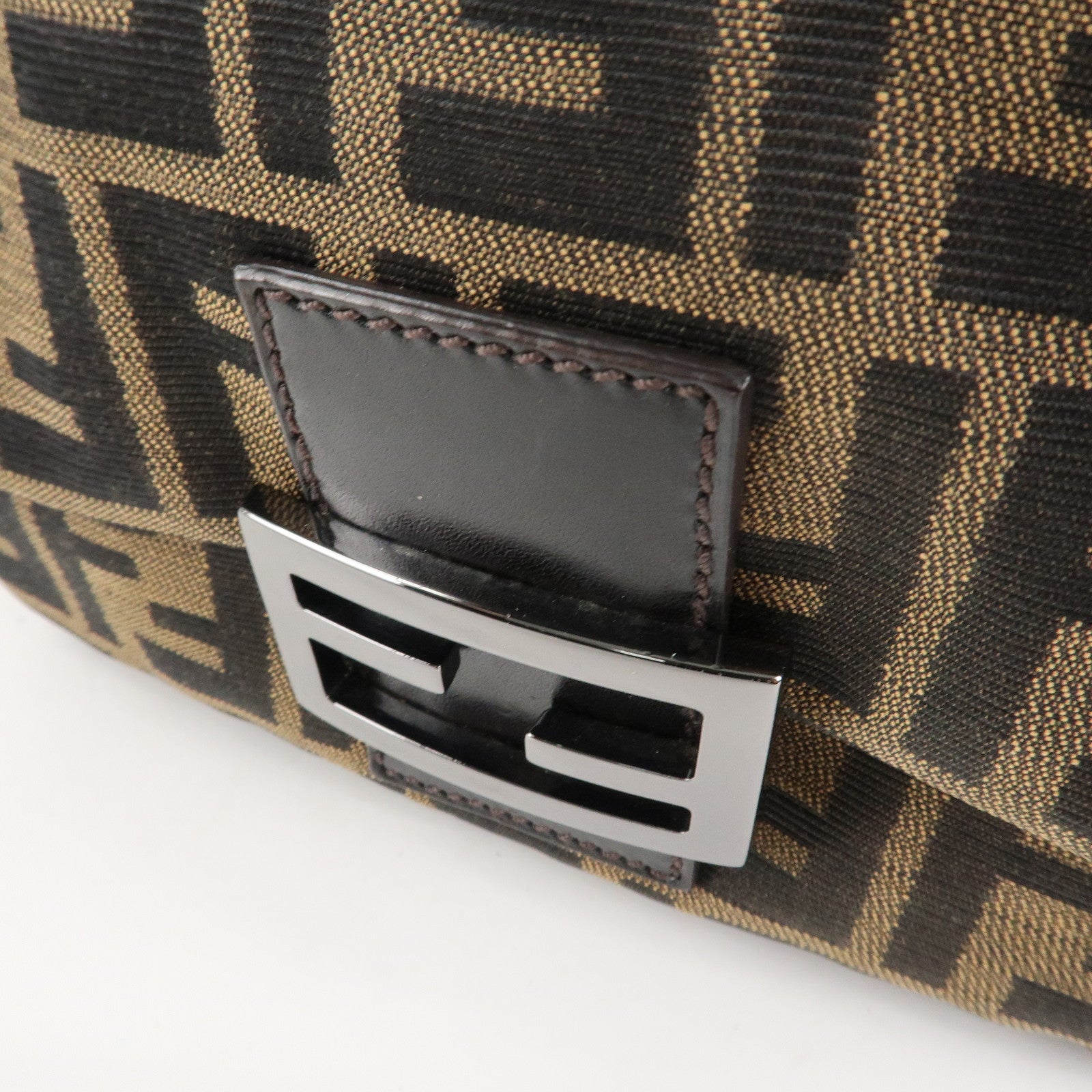 FENDI Mini Mamma Baguette Zucca Shoulder Bag Black Brown 8BR180 Used
