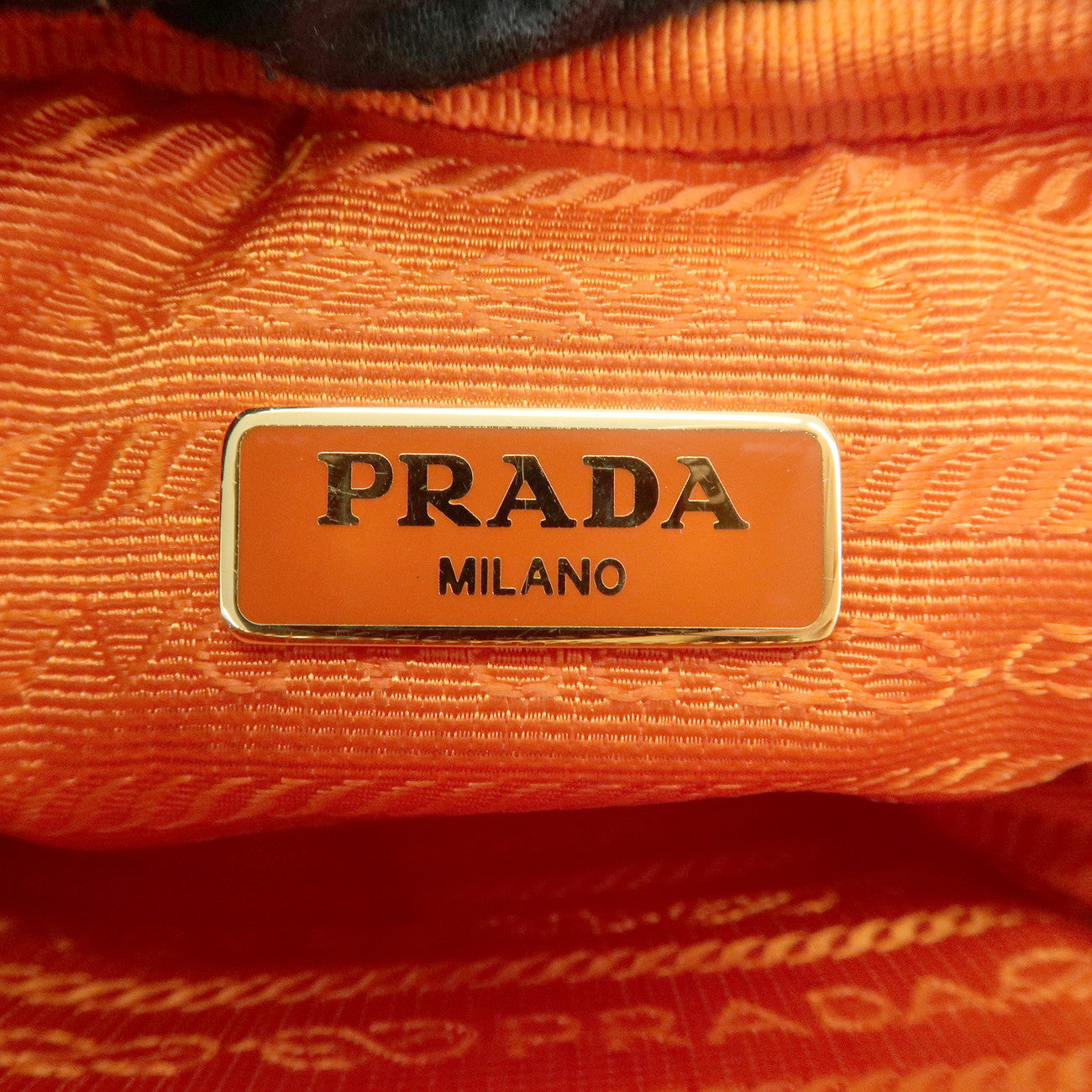 PRADA Logo Nylon Leather Small Shoulder Bag Crossbody Bag Orange