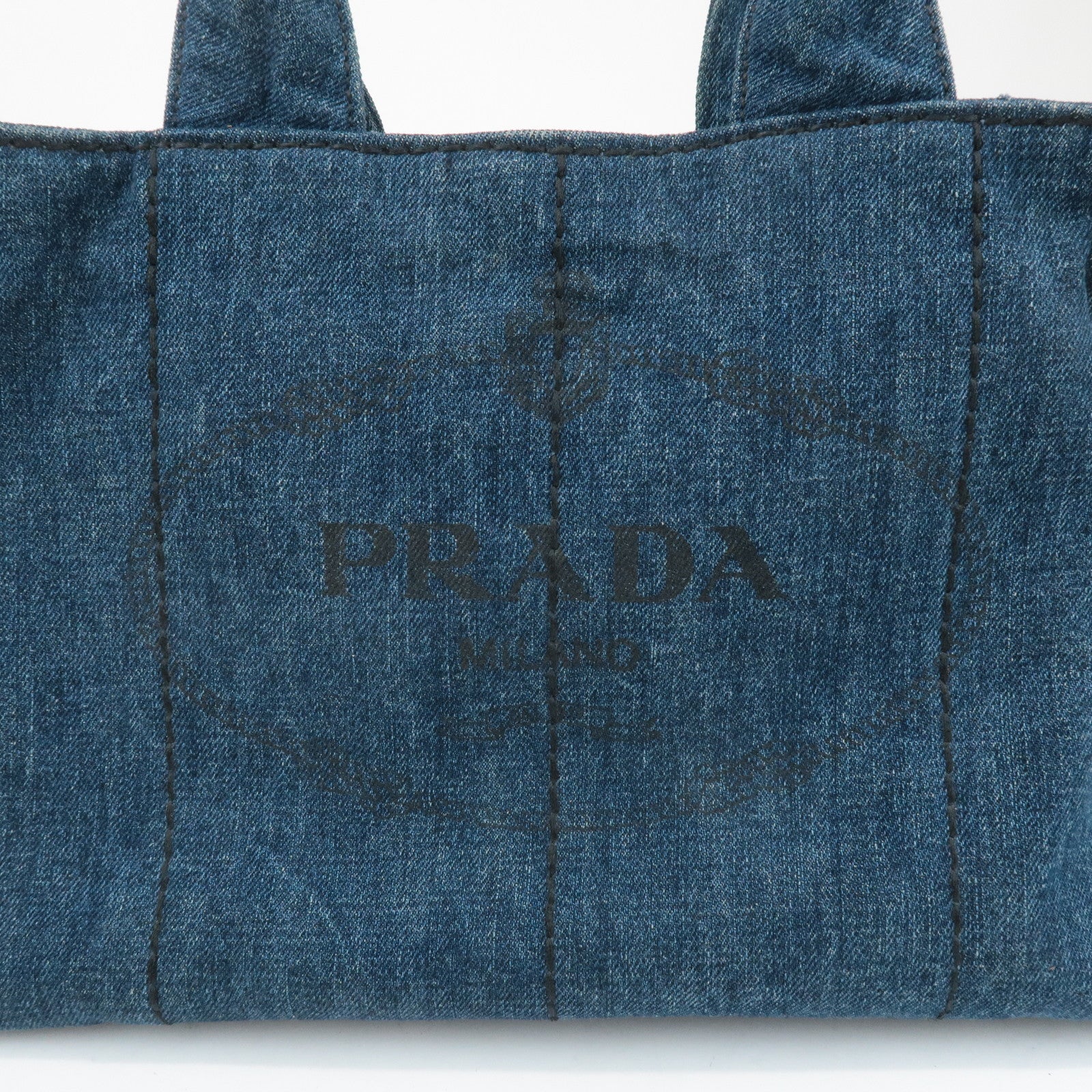 PRADA Canapa Large Canvas Tote Bag Hand Bag Denim Blue B1872B