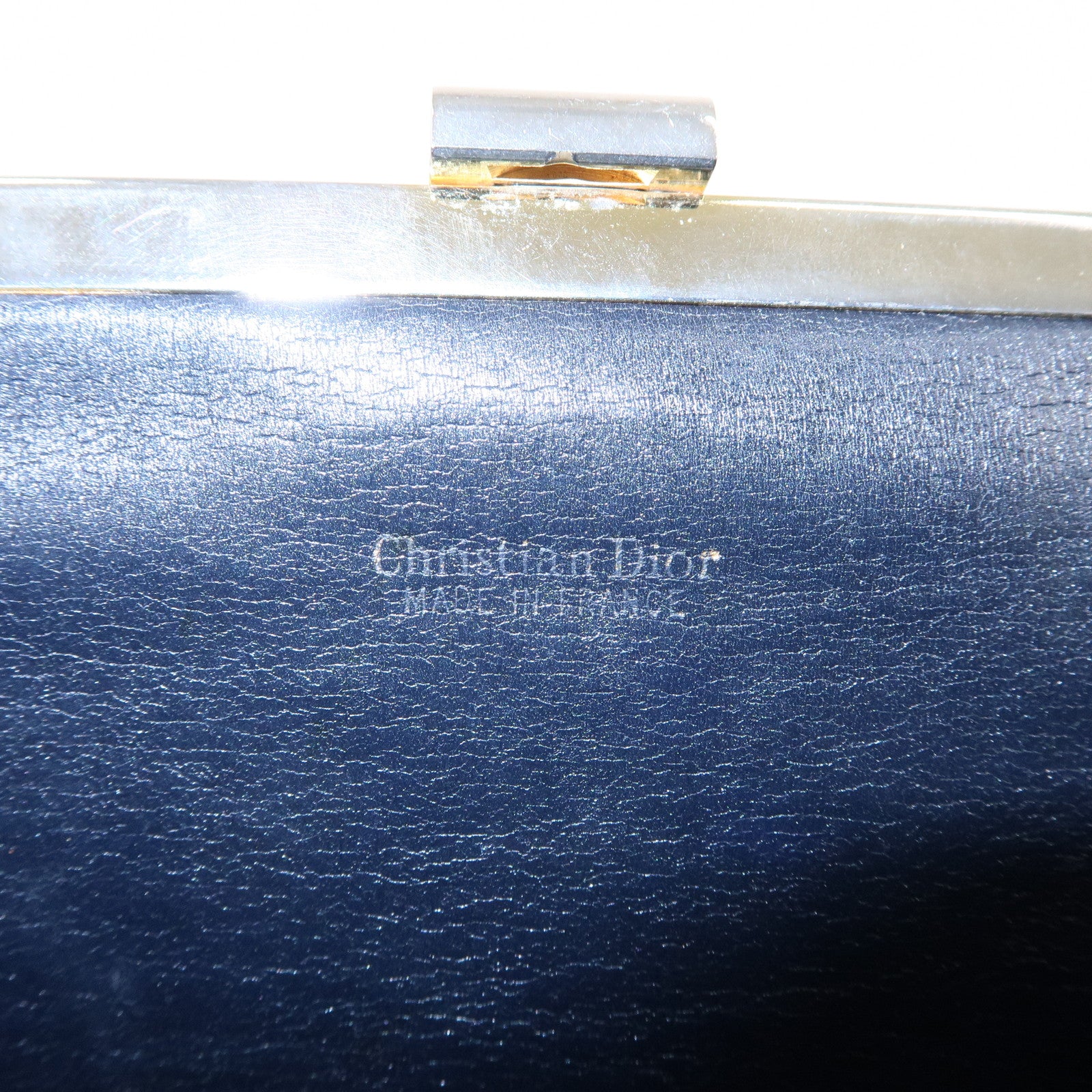 Christian Dior Trotter Canvas Leather Clutch Bag Beige Navy