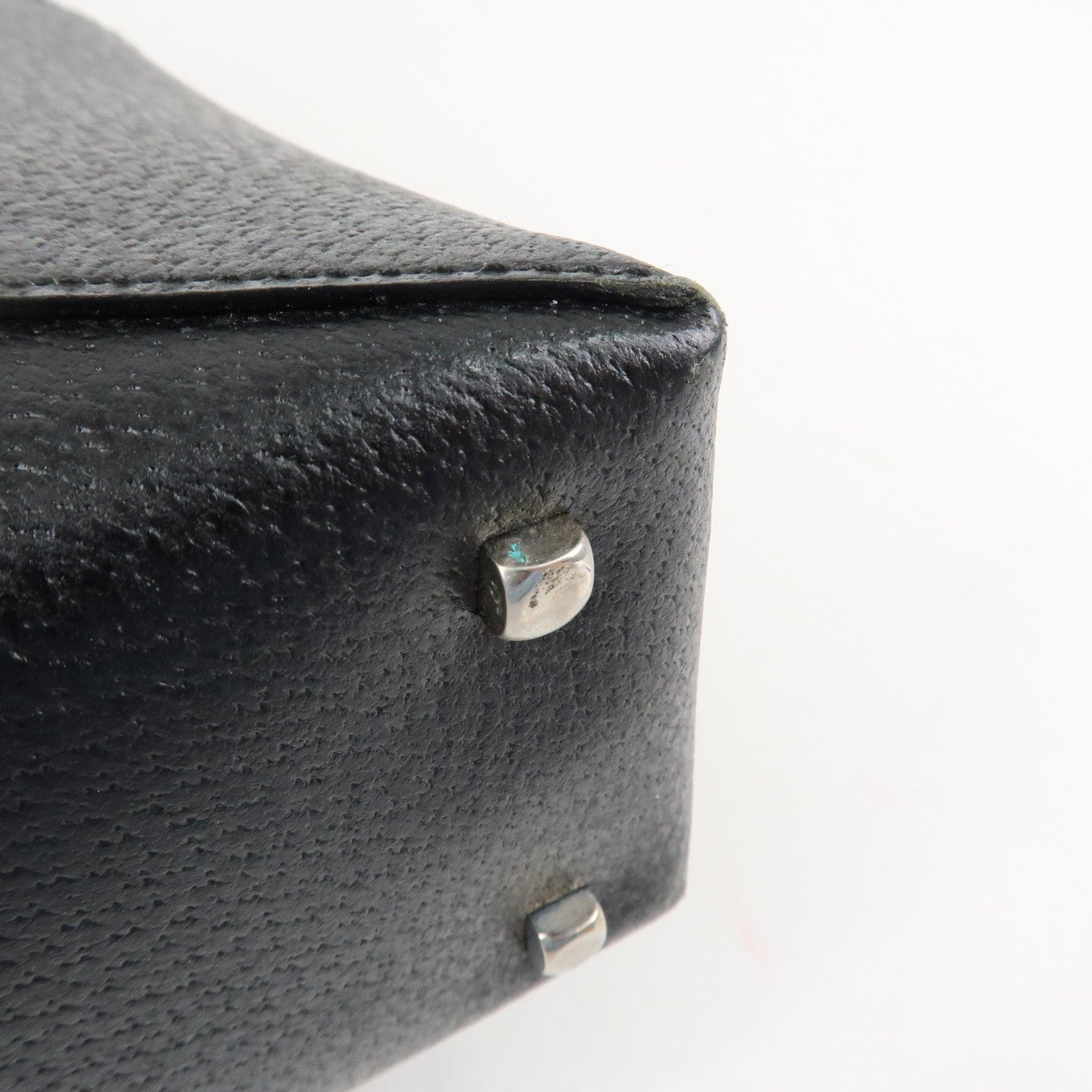 Ferragamo Leather Shoulder bag Hand Bag Black Silver HDW Used