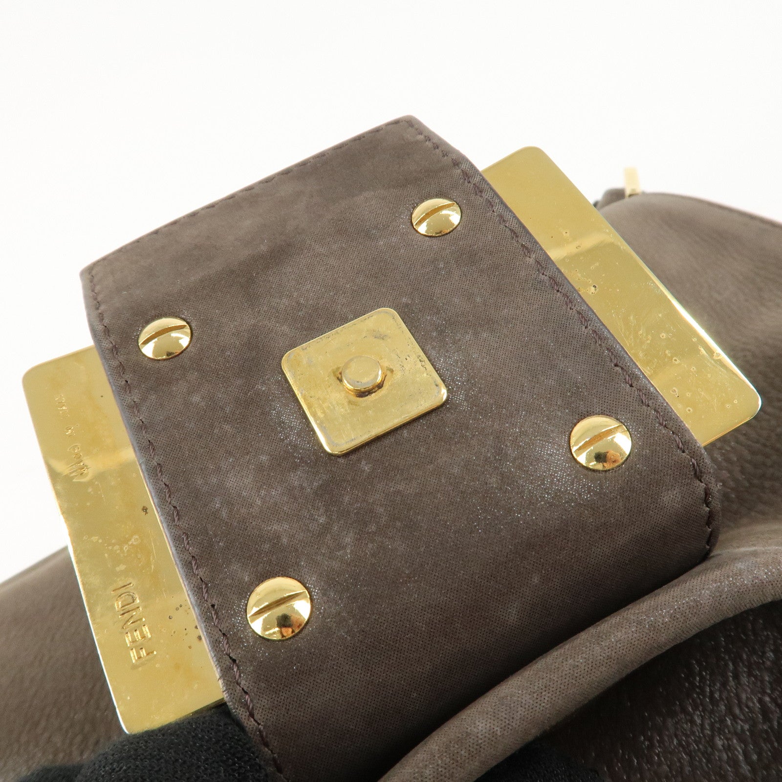 FENDI Big Mamma Baguette Leather Chain Shoulder Bag 8BR638 Used