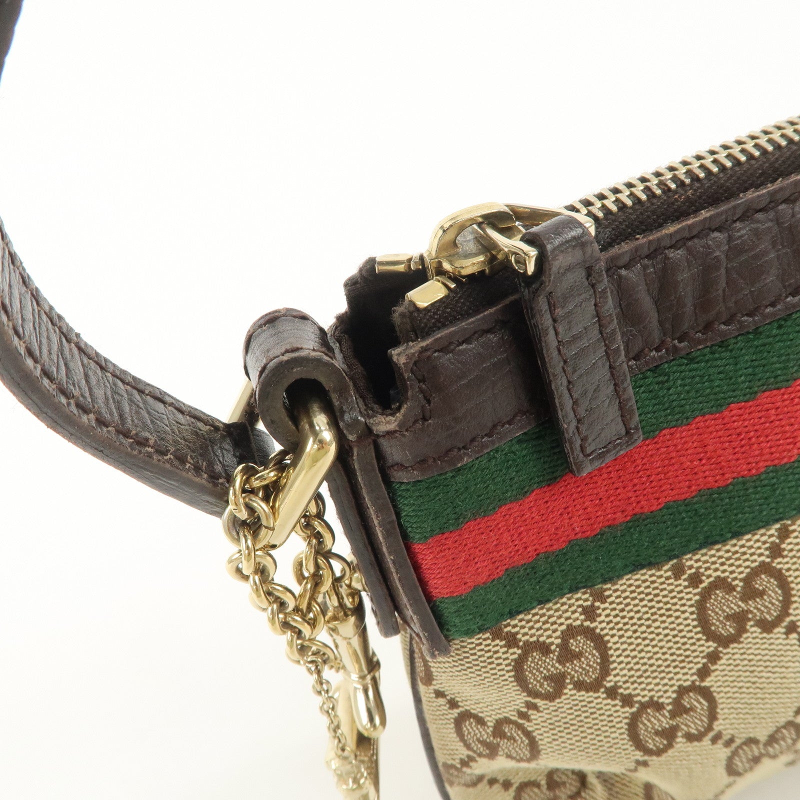 GUCCI Sherry GG Canvas Leather Shoulder Bag Boots Bag Charm 145970 Used