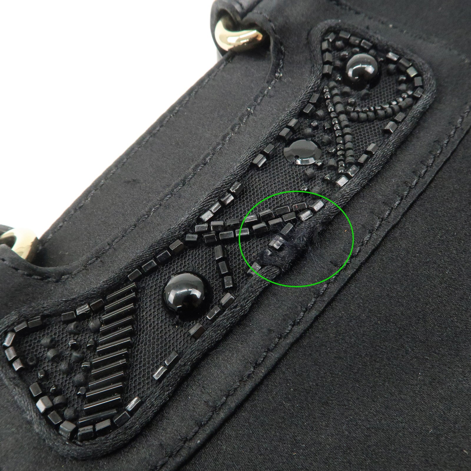 CELINE Macadam Satin Leather Mini Boogie Bag Beads Macadam Stamp Used