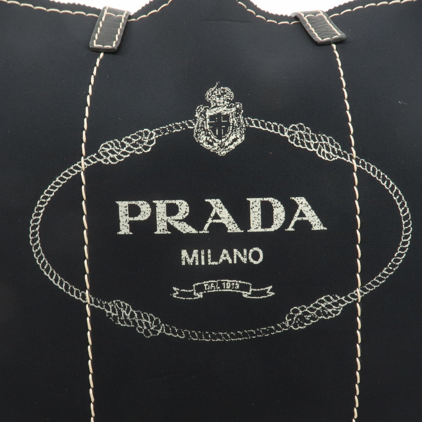 PRADA Logo Urethane Leathr Tote Bag Shoulder Bag Black