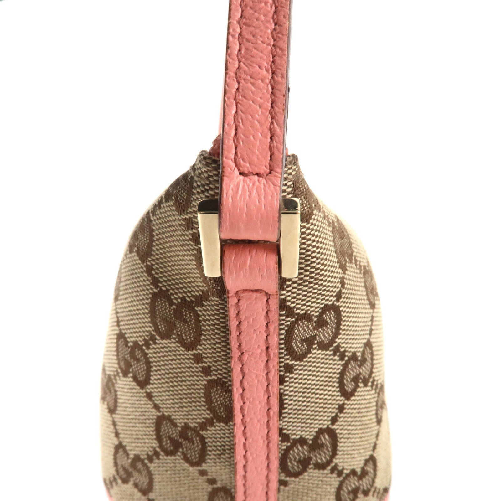 GUCCI GG Canvas Leather Pouch Beige Pink 7198