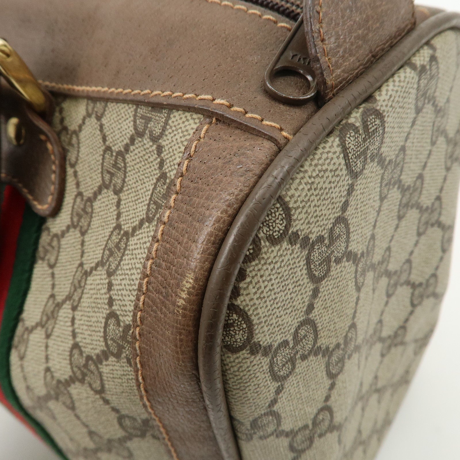 GUCCI Old Gucci Sherry GG Plus Leather Boston Bag 002.98.8