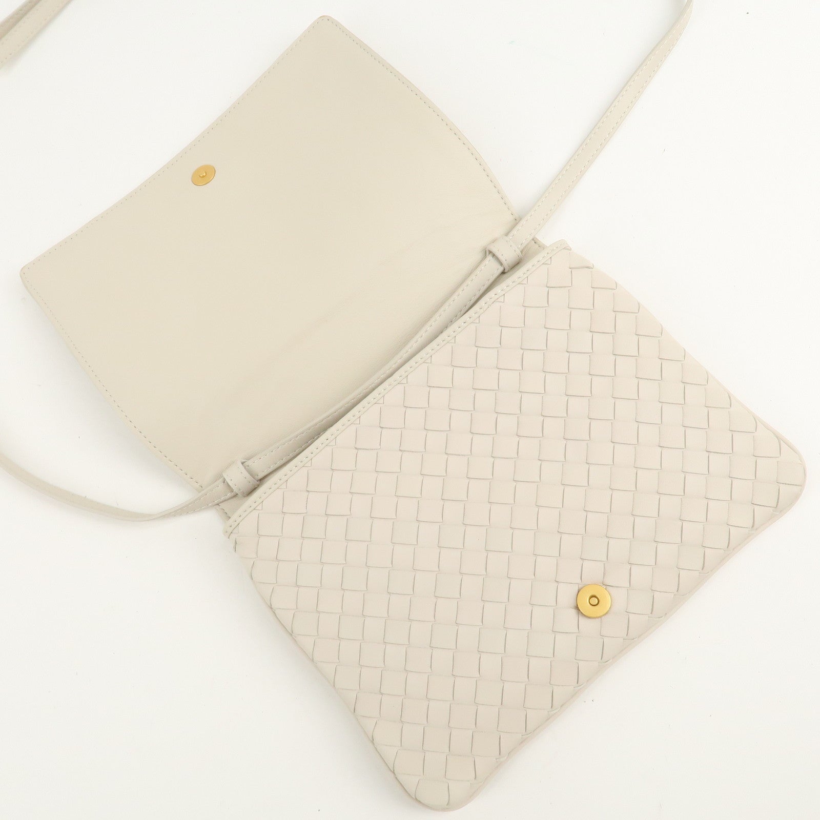 BOTTEGA VENETA Intrecciato Leather Shoulder Bag Ivory