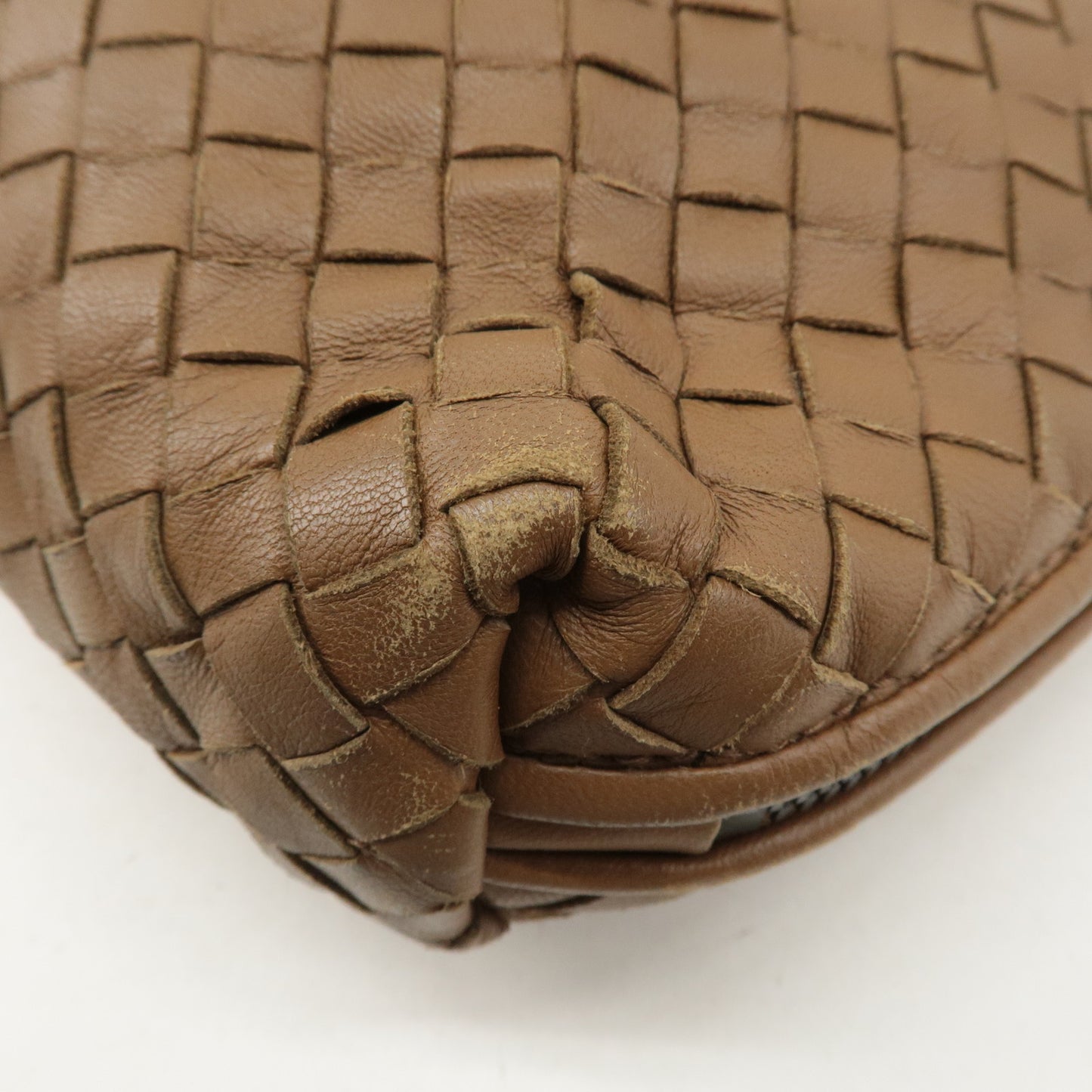 BOTTEGA VENETA Intrecciato Leather Shoulder Bag Brown 245355
