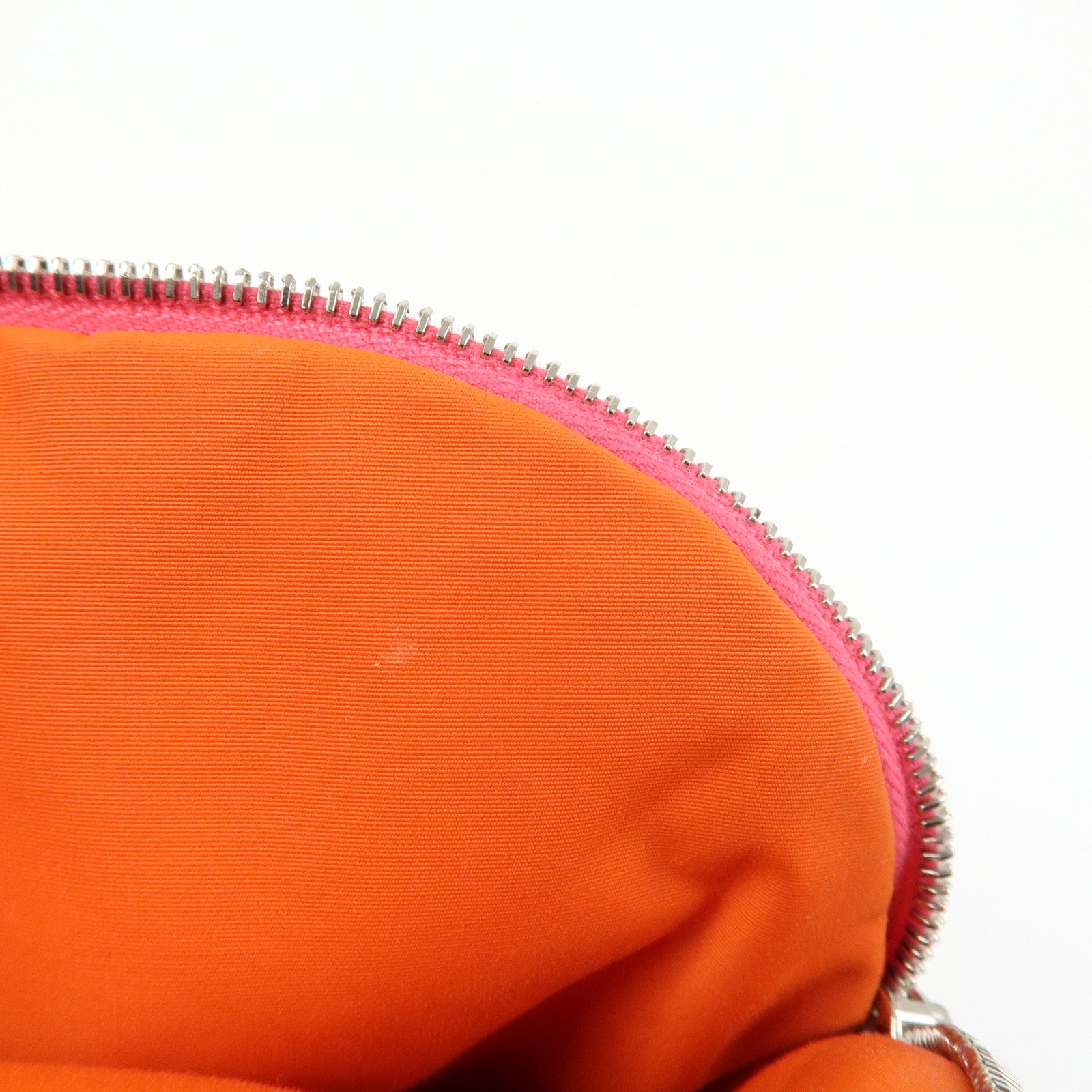 HERMES Bolide MM Cotton Leather Pouch Cosmetic Case Pink Orange