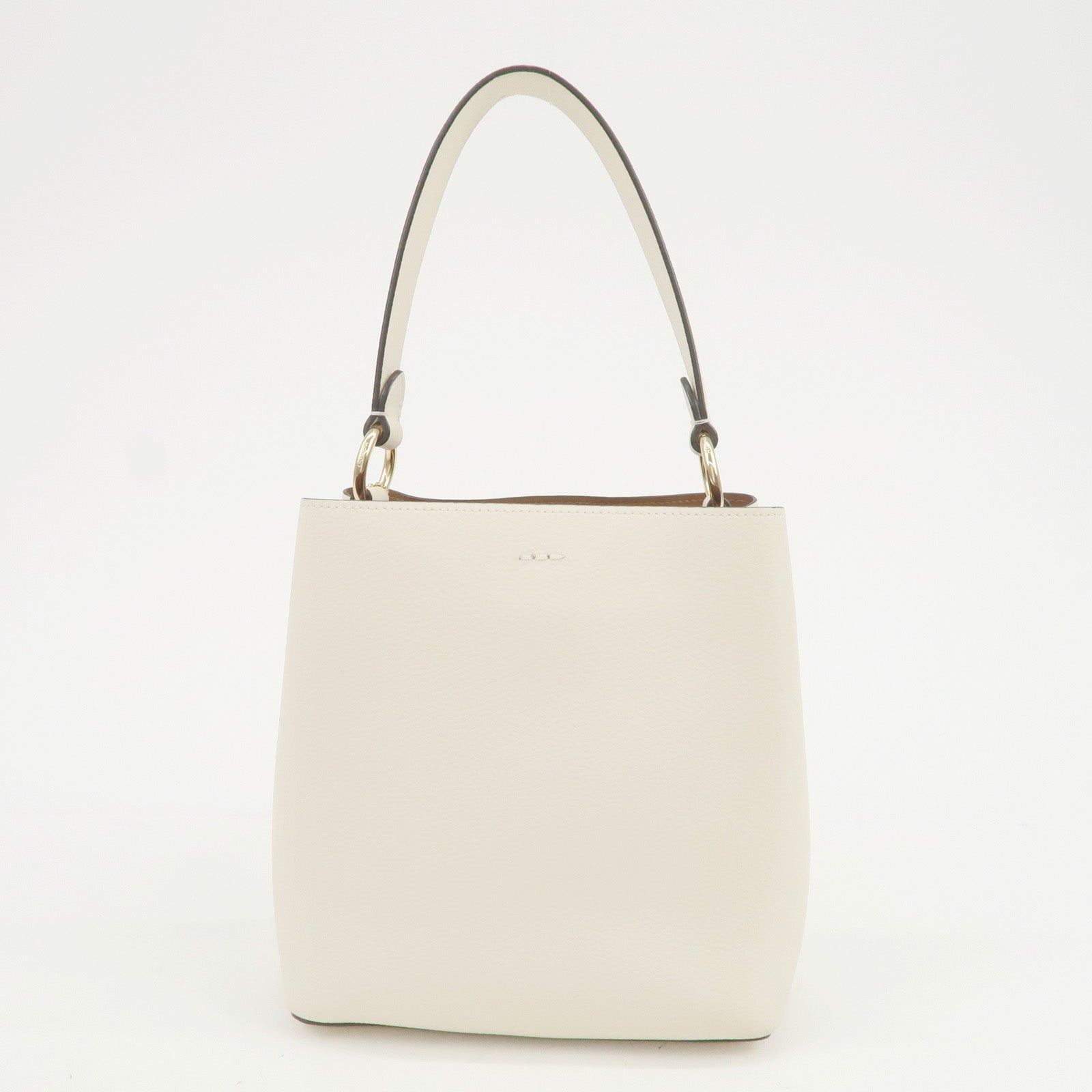 COACH Leather 2Way Bag Hand Bag Shoulder Bag White