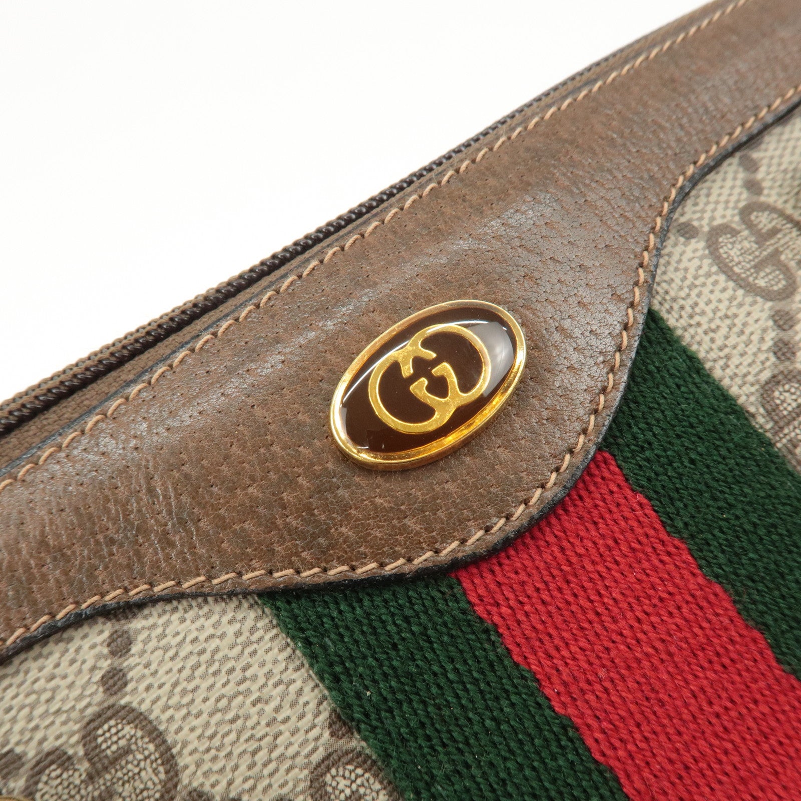 GUCCI Old Gucci Sherry GG Plus Leather Boston Bag 58.02.007