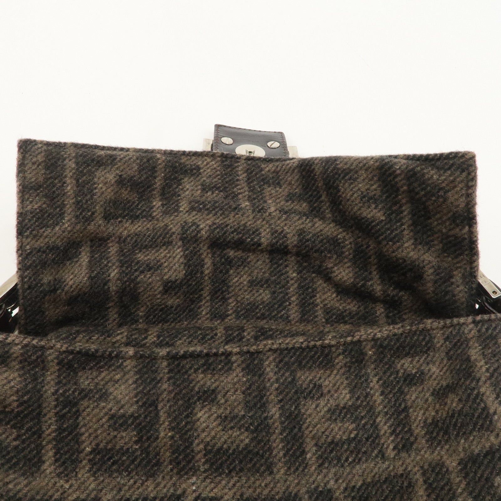 FENDI Mamma Buguette Zucca Wool Leather Shoulder Bag 26424