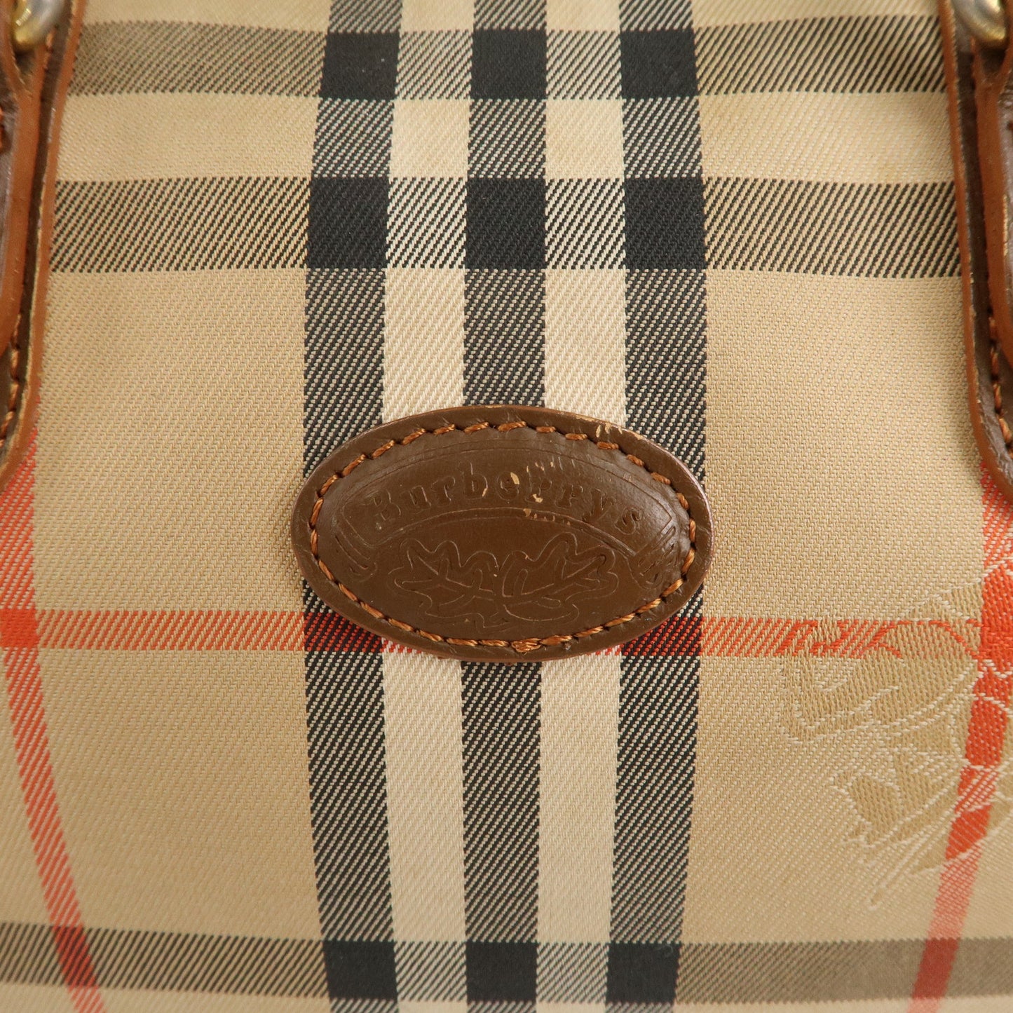Burberry Burberrys Canvas Leather Mini Boston Bag