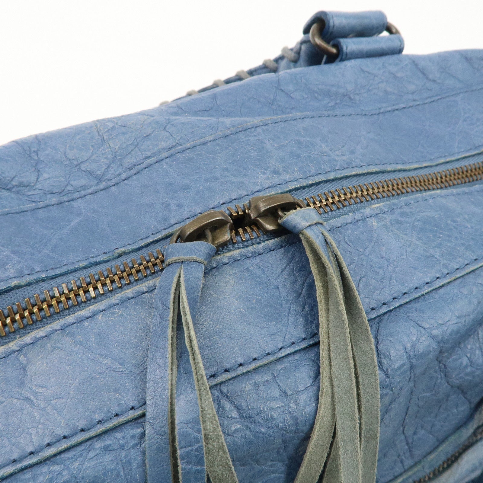 BALENCIAGA Leather The Twiggy 2WAY Bag Hand Bag Blue 128523 Used