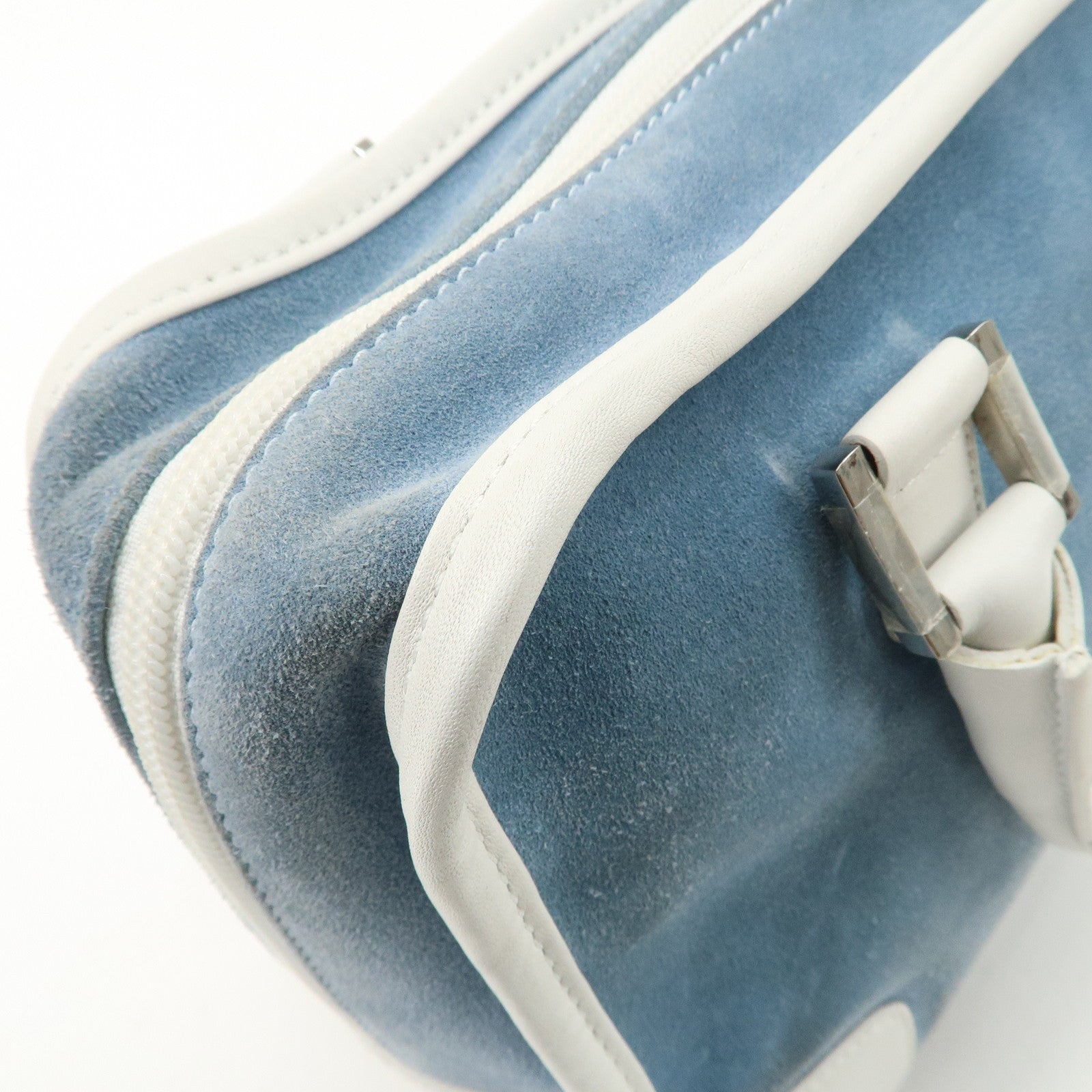 LOEWE Anagram Suede Leather Amazona 27 Hand Bag White Blue Used