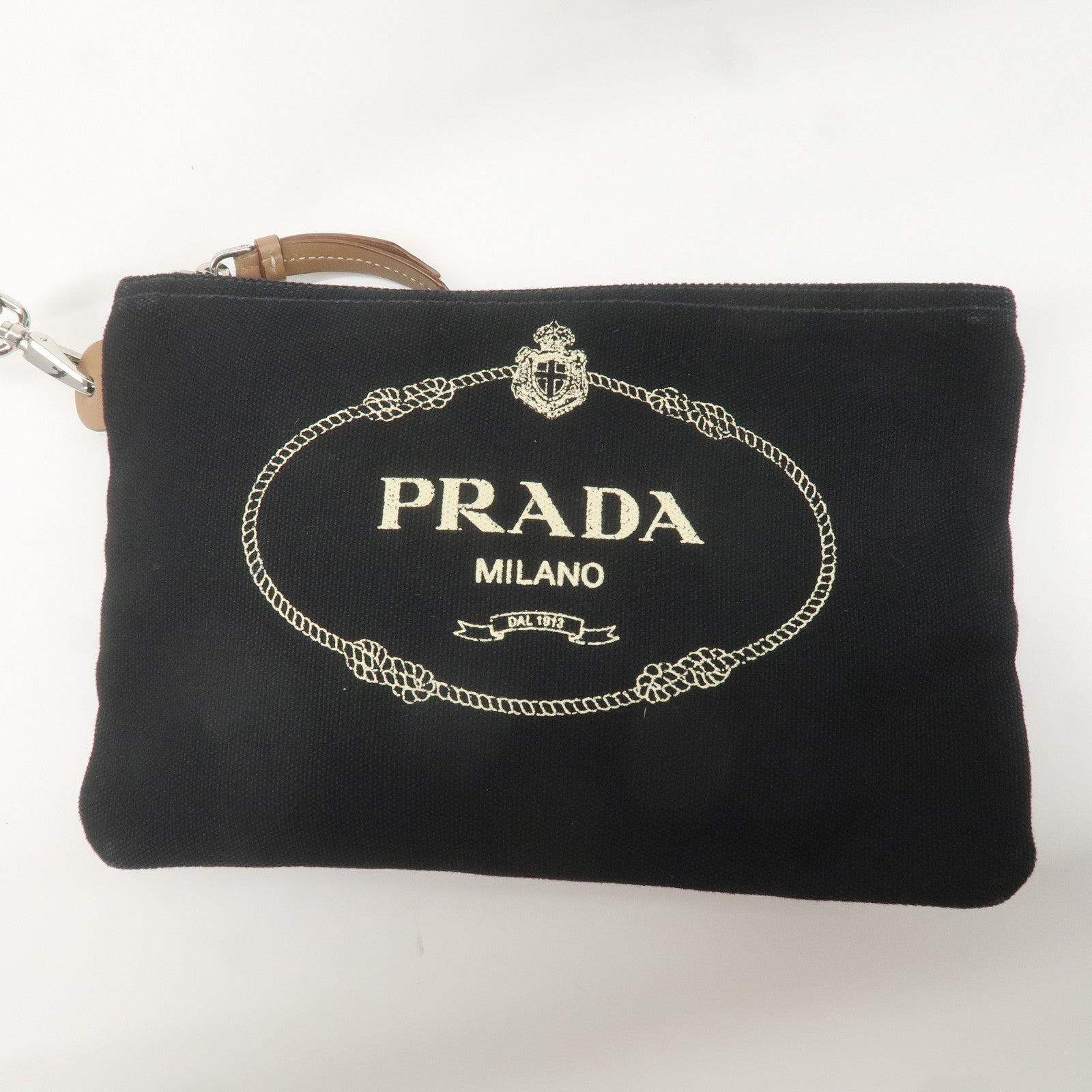 PRADA Canapa Canvas Leather 2Way Bag Tote Bag Black 1BG163