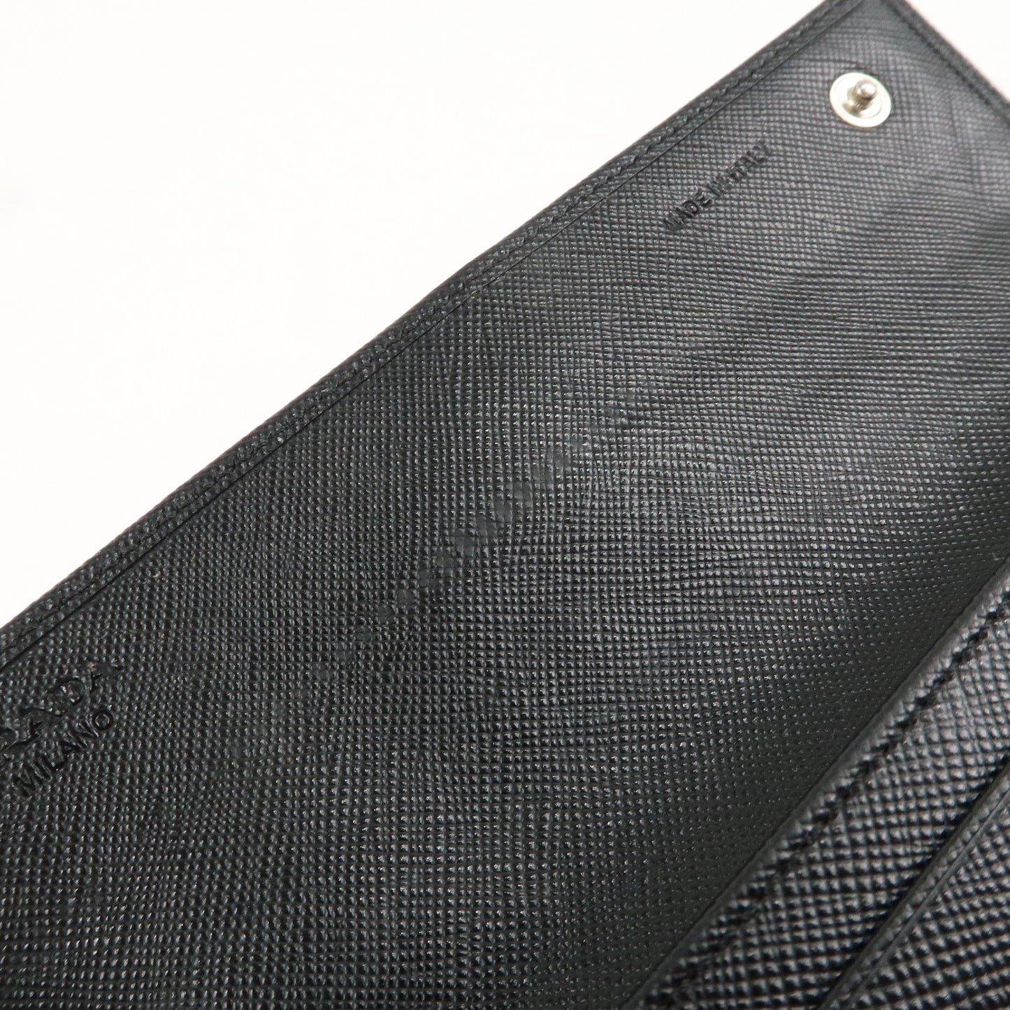 PRADA Logo Saffiano Leather Bi-fold Long Wallet Purse Black