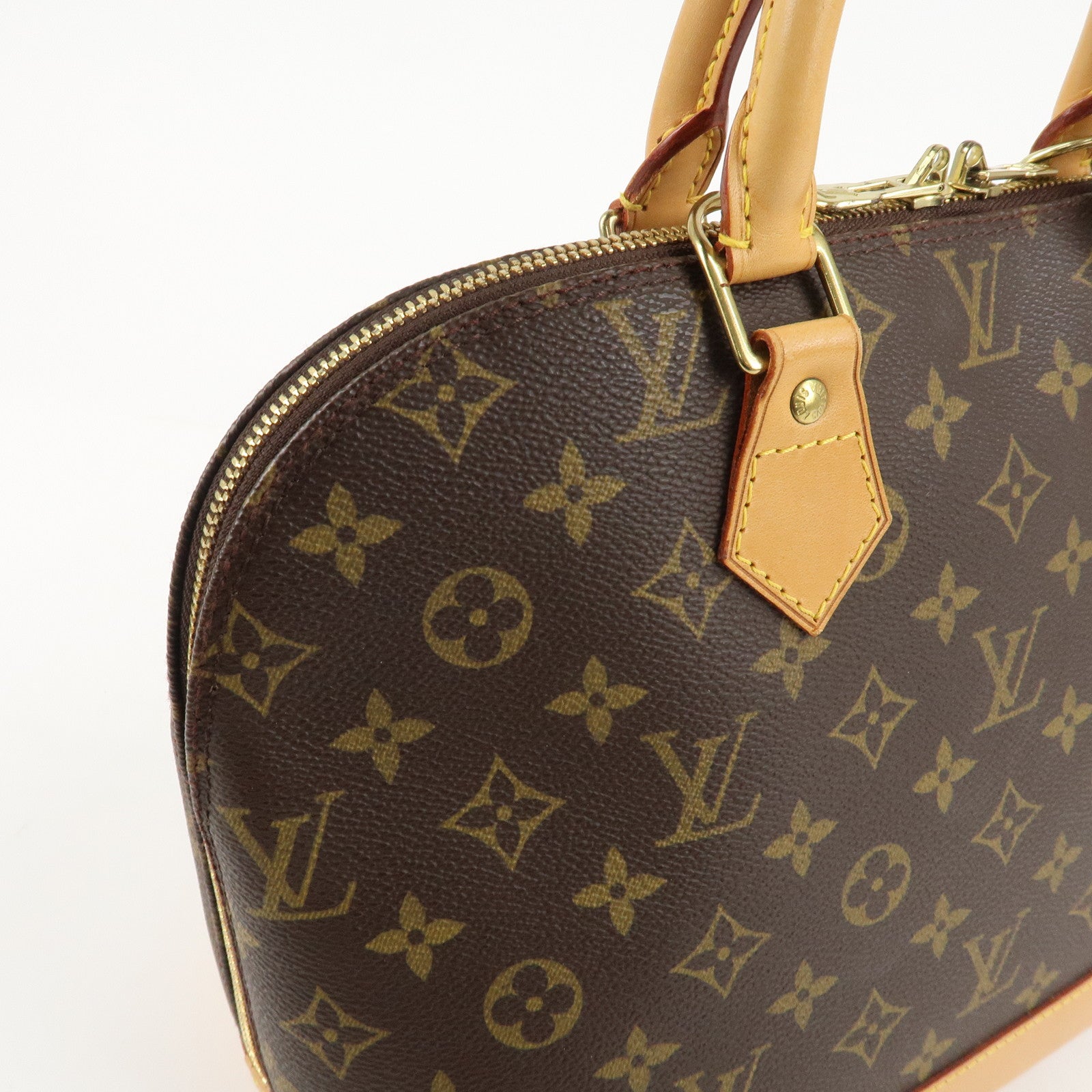 Louis Vuitton Monogram Alma Hand Bag Brown Gold Hardware M51130