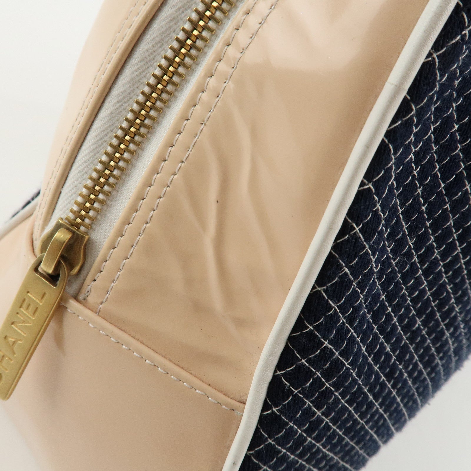 CHANEL COCO Mark Matelasse Canvas Patent Leather Tote Bag Used