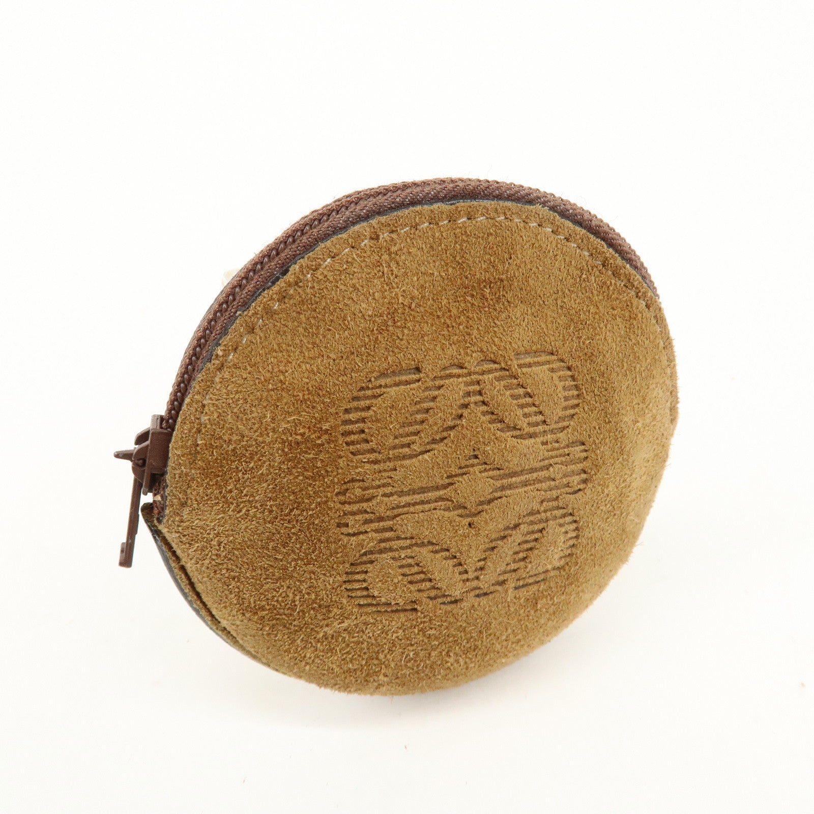 LOEWE Anagram Set of 2 Suede Leather Pouch Coin Case Brown