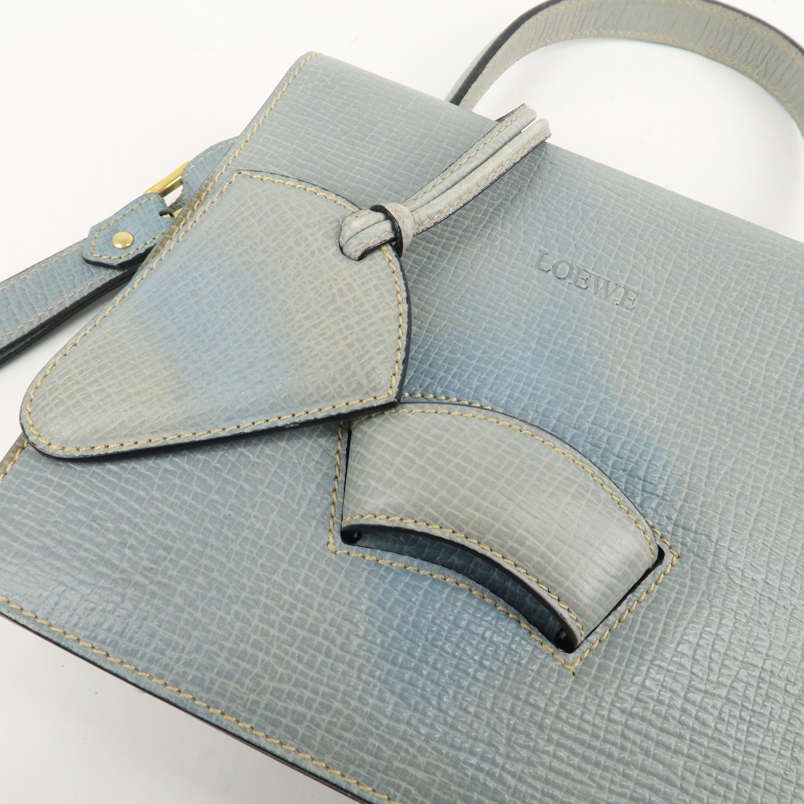 LOEWE Barcelona Leather 2Way Bag Shoulder Bag Light Blue