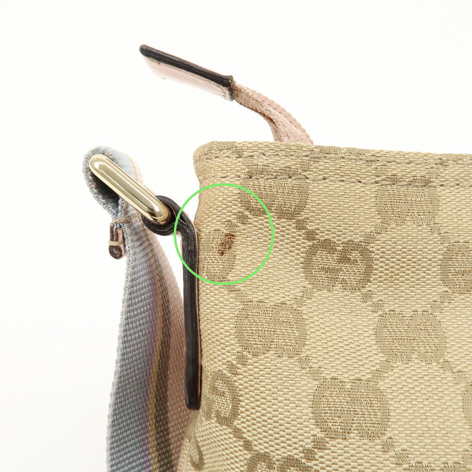 GUCCI GG Canvas Leather Shoulder Bag Beige Pink 189749