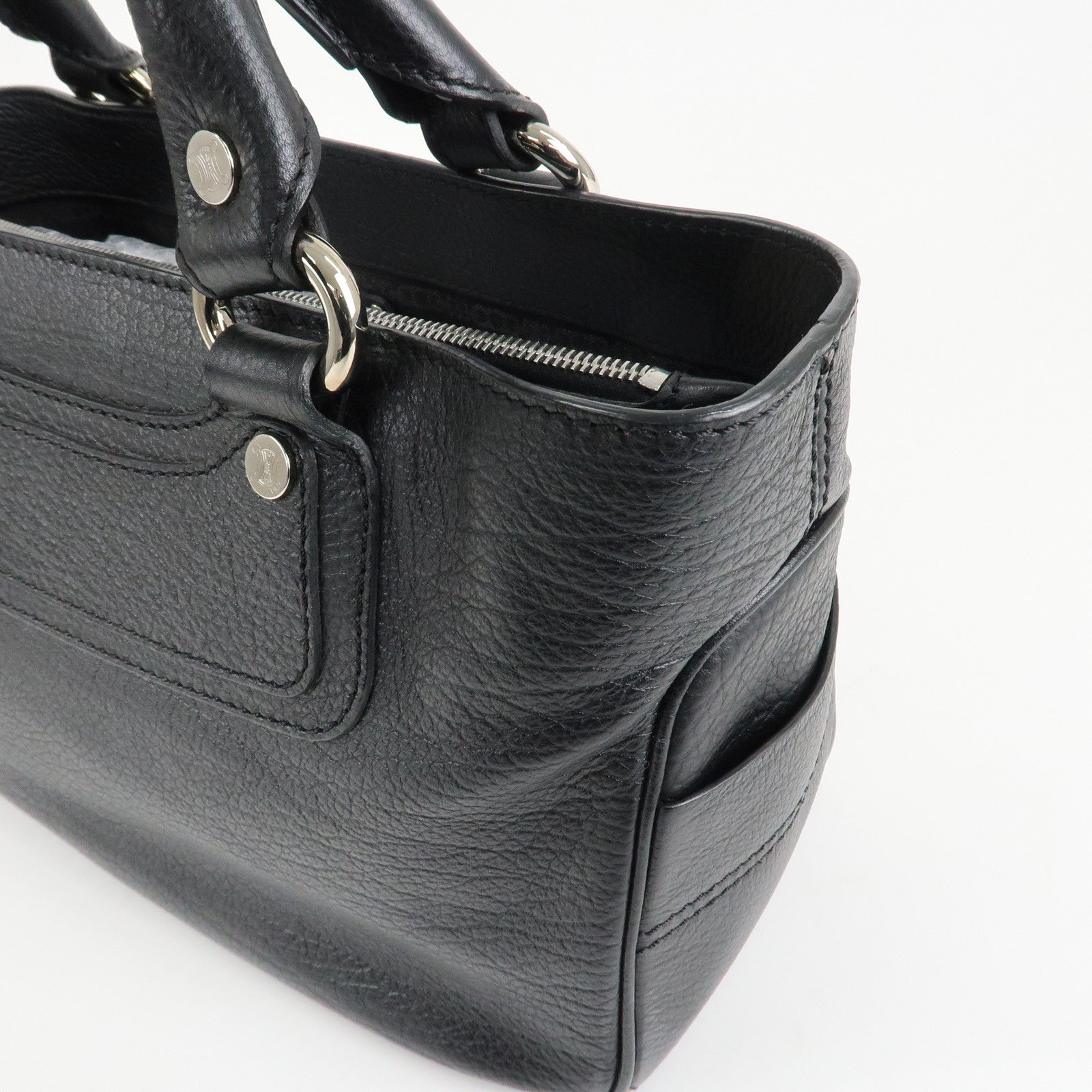 CELINE Macadam Engraved Leather Boogie Bag Hand Bag Black Used