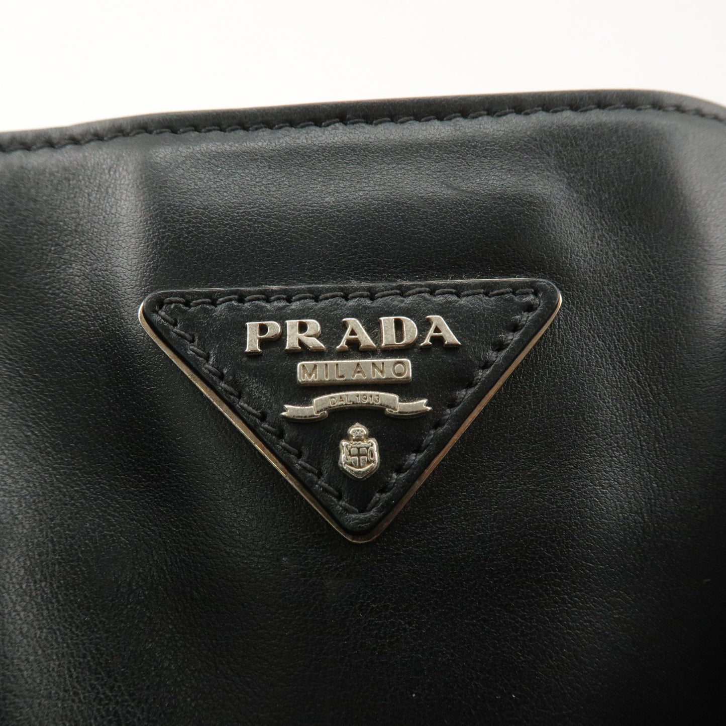 PRADA Logo Leather Tote bag Nero Black