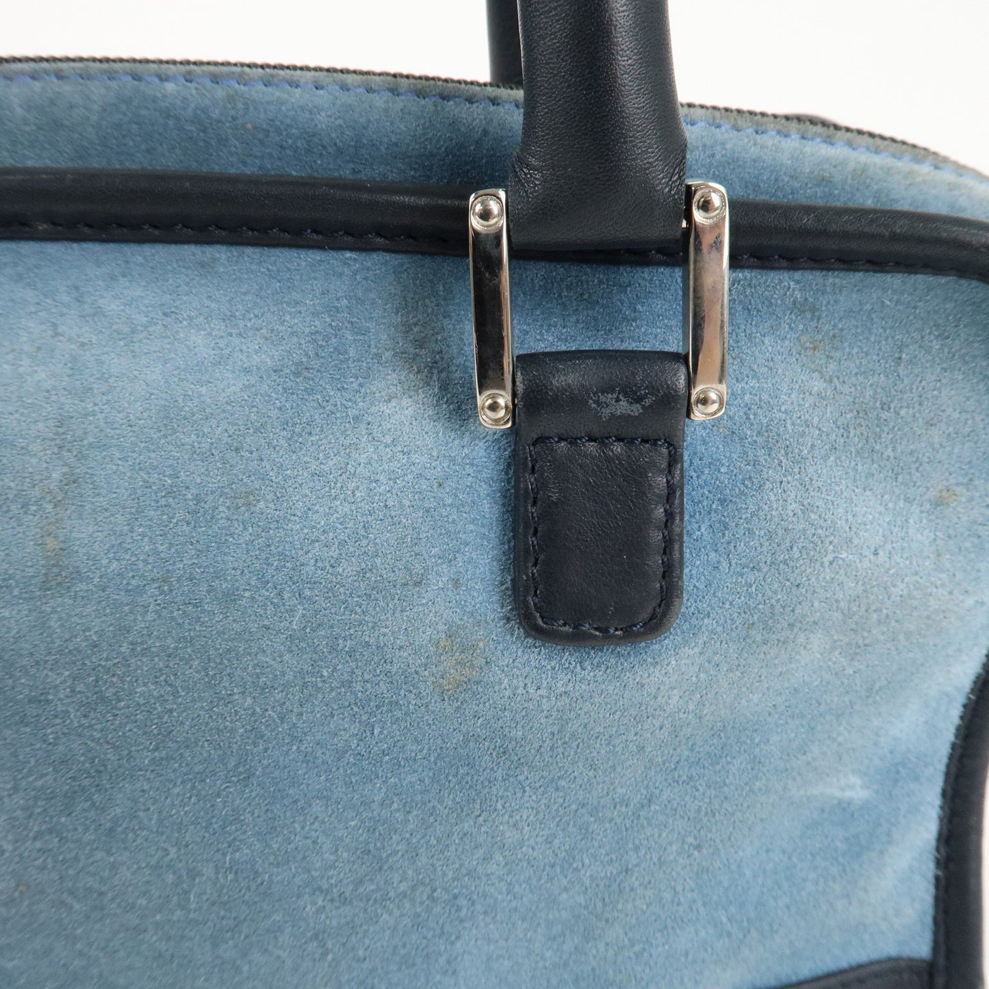 LOEWE Anagram Suede Leather Amazona 28 Hand Bag Blue Navy