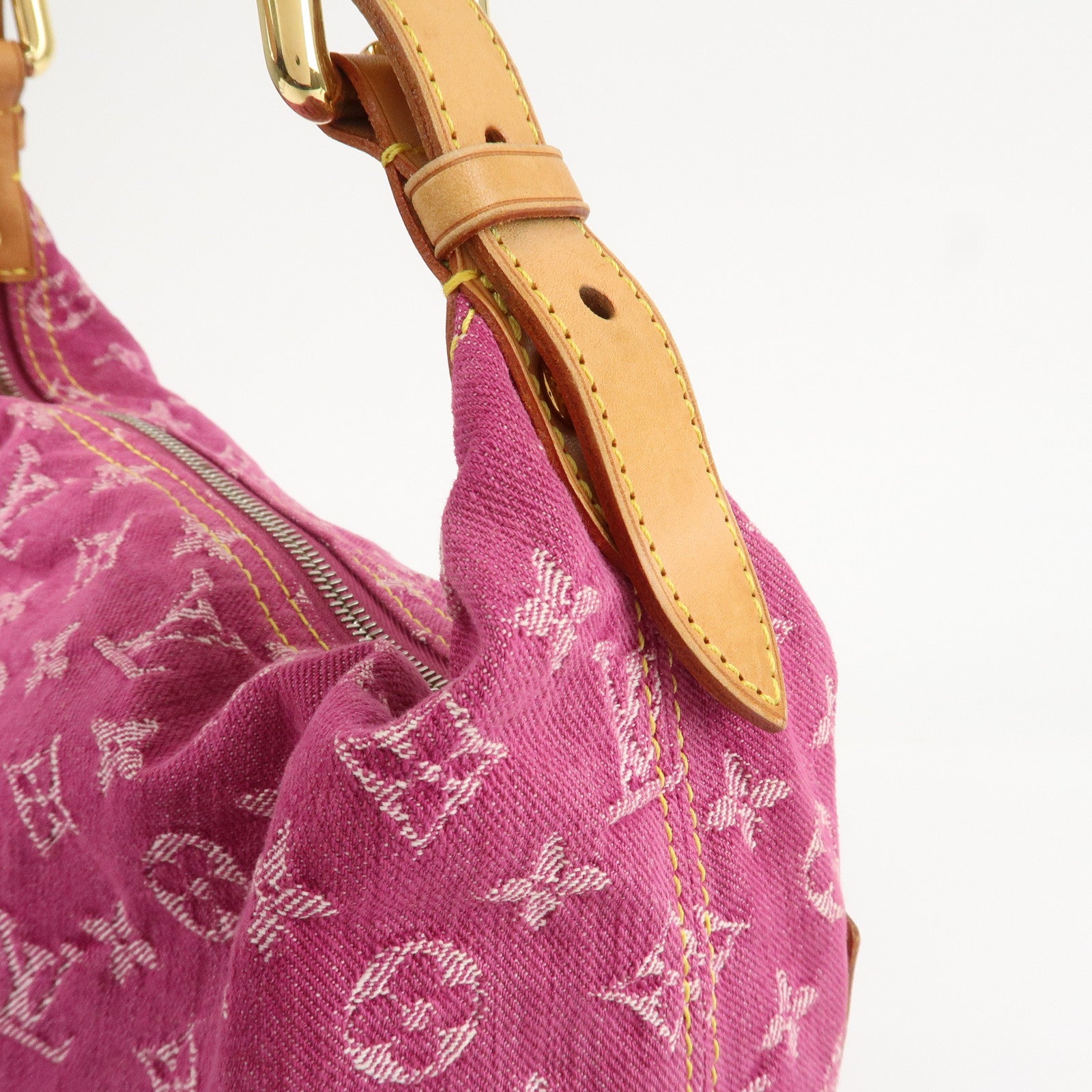 Louis Vuitton Monogram Denim Baggy GM Shoulder Bag Fuchsia M95210 Used