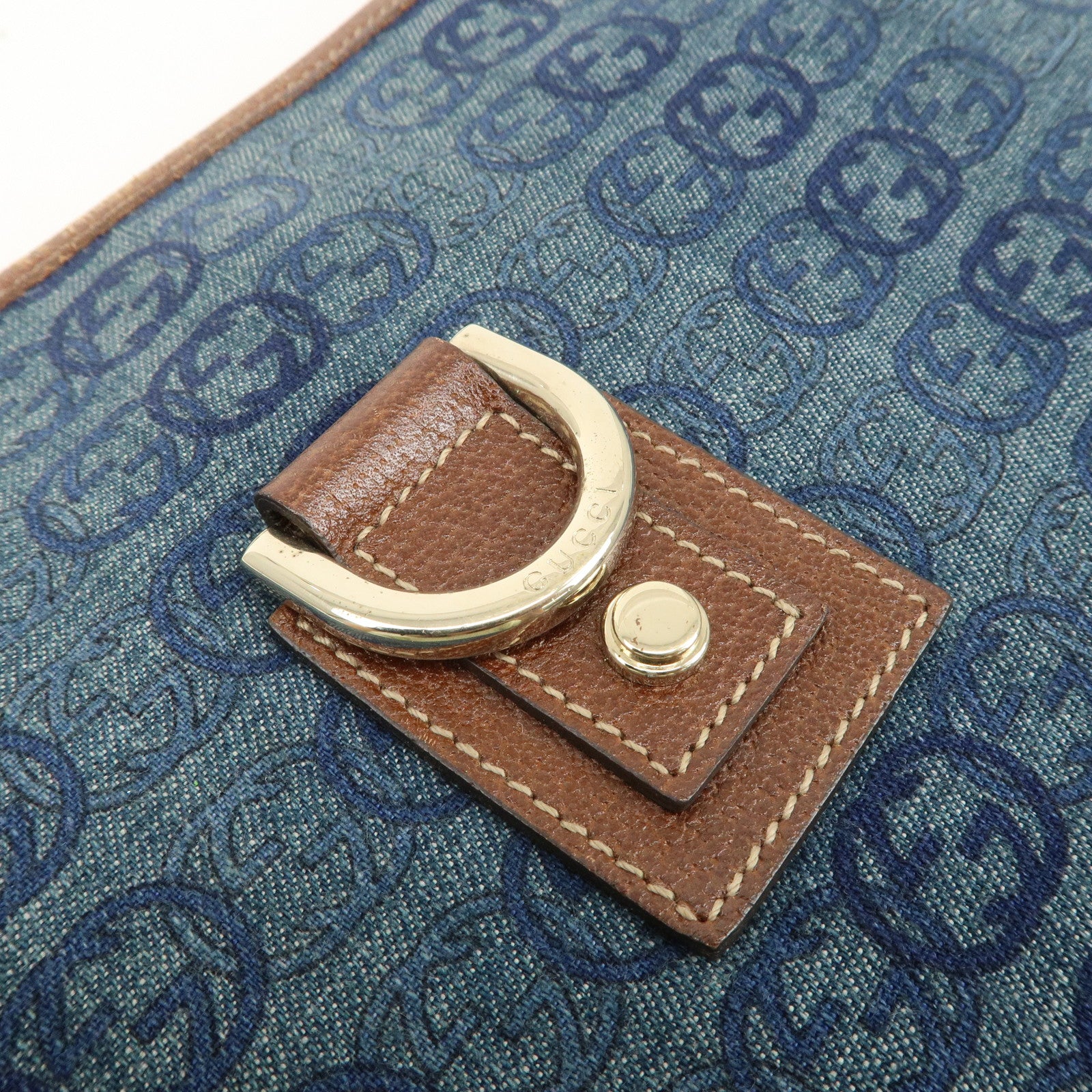 GUCCI Interlocking Abbey Denim Leather Shoulder Bag 131326 Used